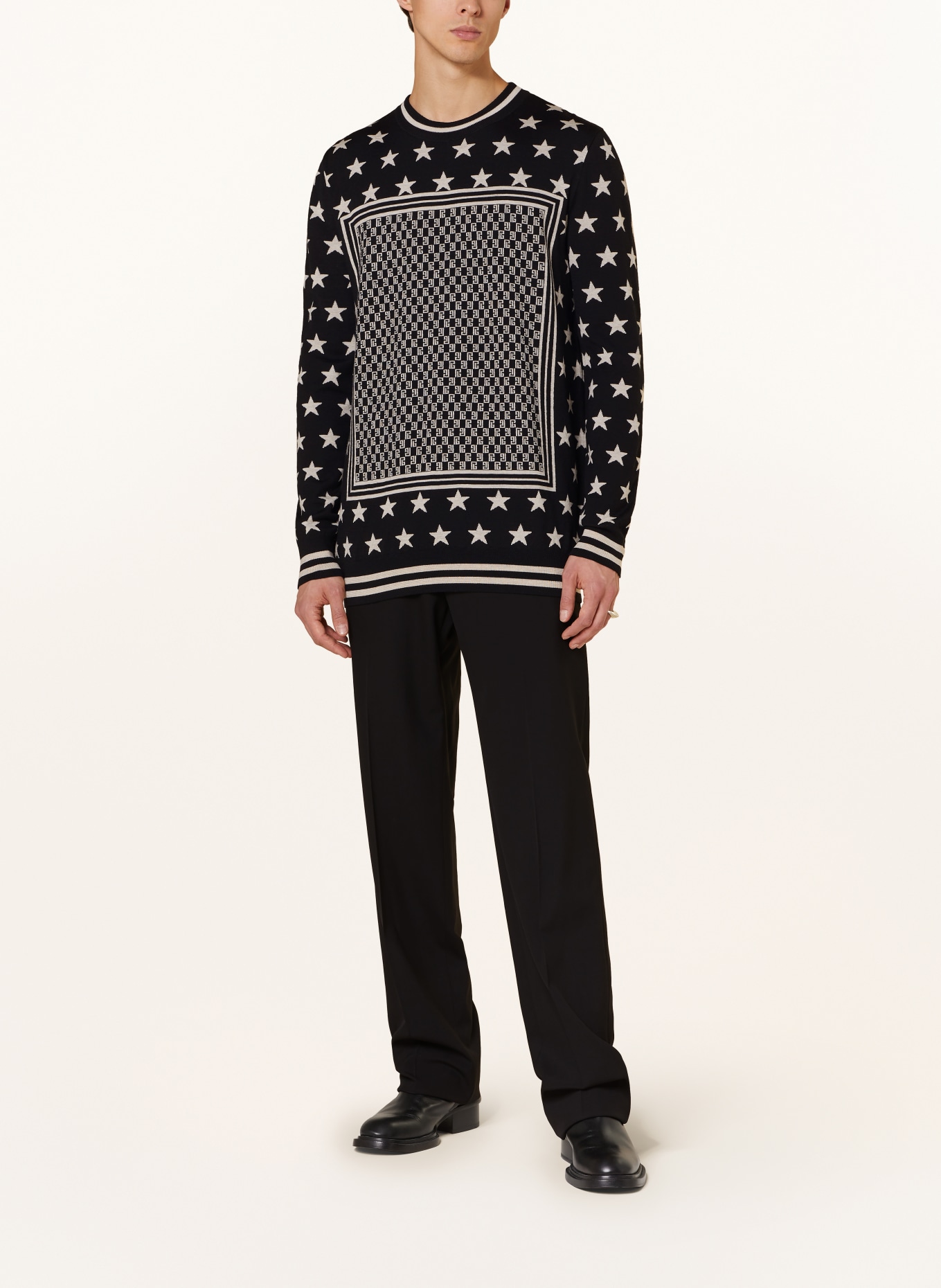 BALMAIN Sweater, Color: BLACK/ CREAM (Image 2)