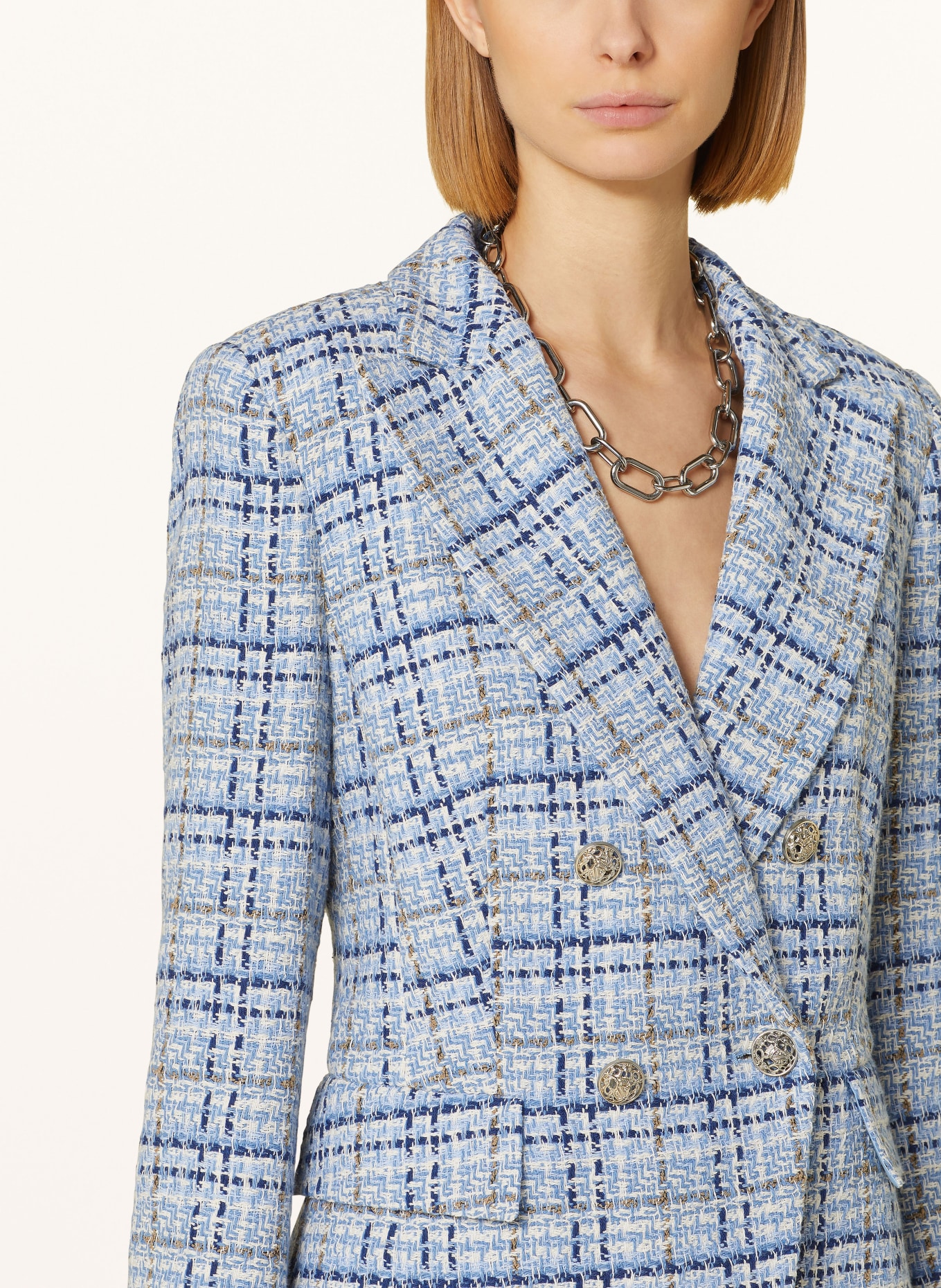 lilienfels Bouclé blazer, Color: BLUE/ BEIGE/ WHITE (Image 4)