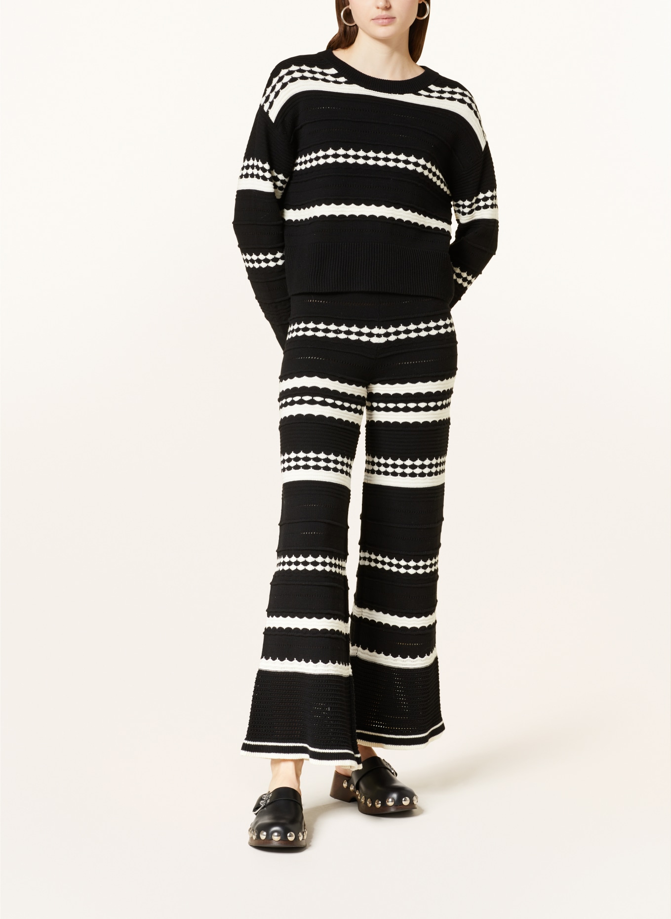 MRS & HUGS Strickhose: SCHWARZ / ECRU