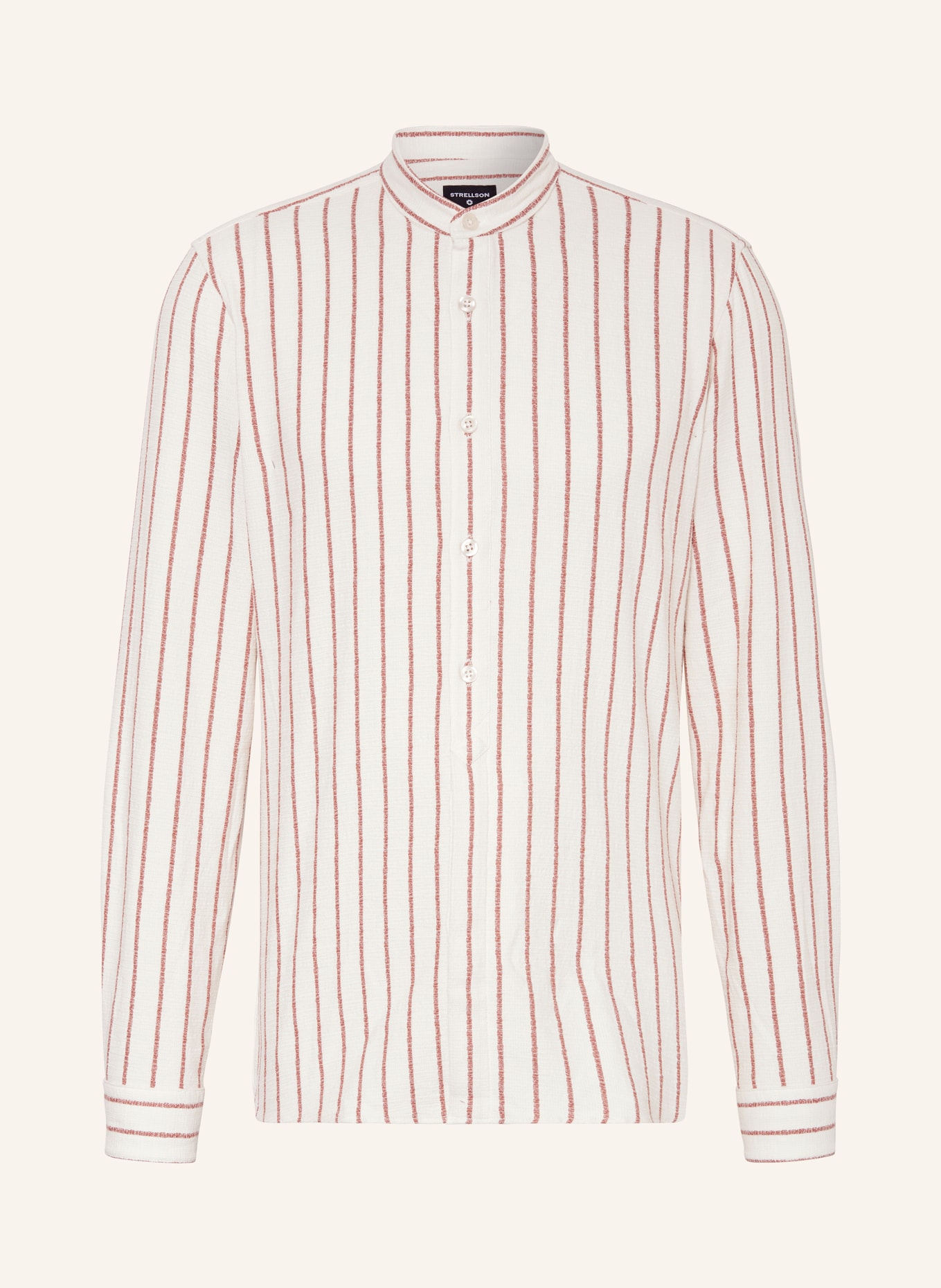 STRELLSON Koszula CONELL casual fit ze stójką, Kolor: KREMOWY/ CIEMNOCZERWONY (Obrazek 1)