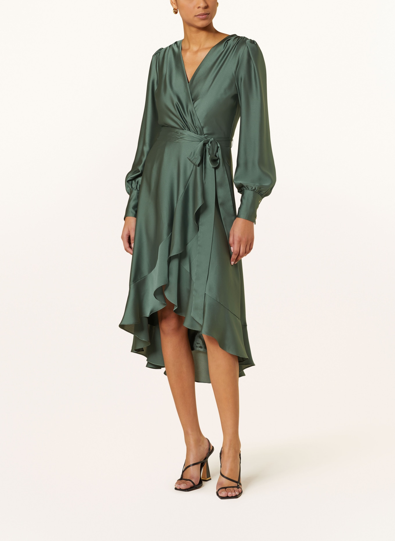 SWING Satin dress, Color: GREEN (Image 2)