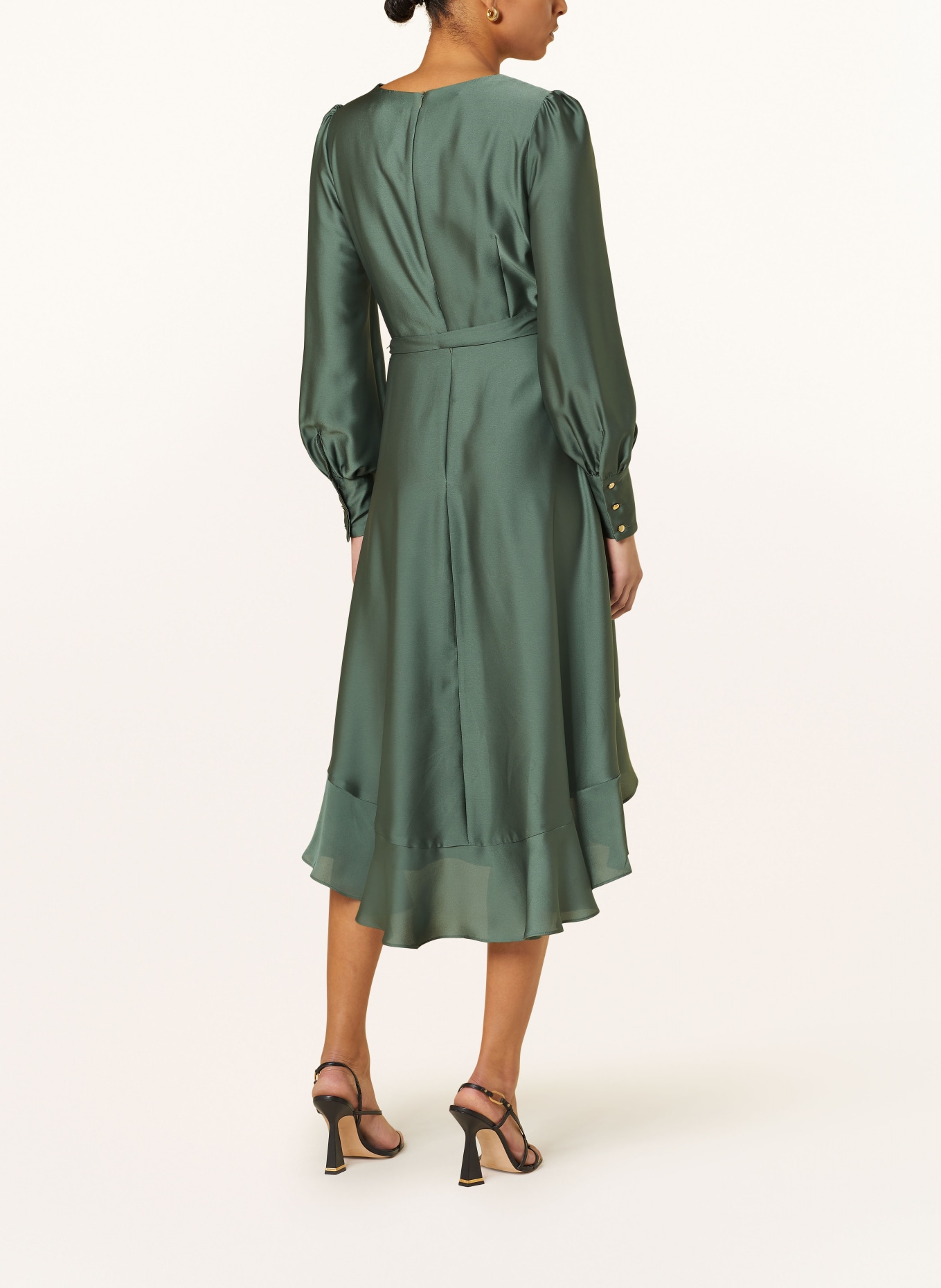 SWING Satin dress, Color: GREEN (Image 3)