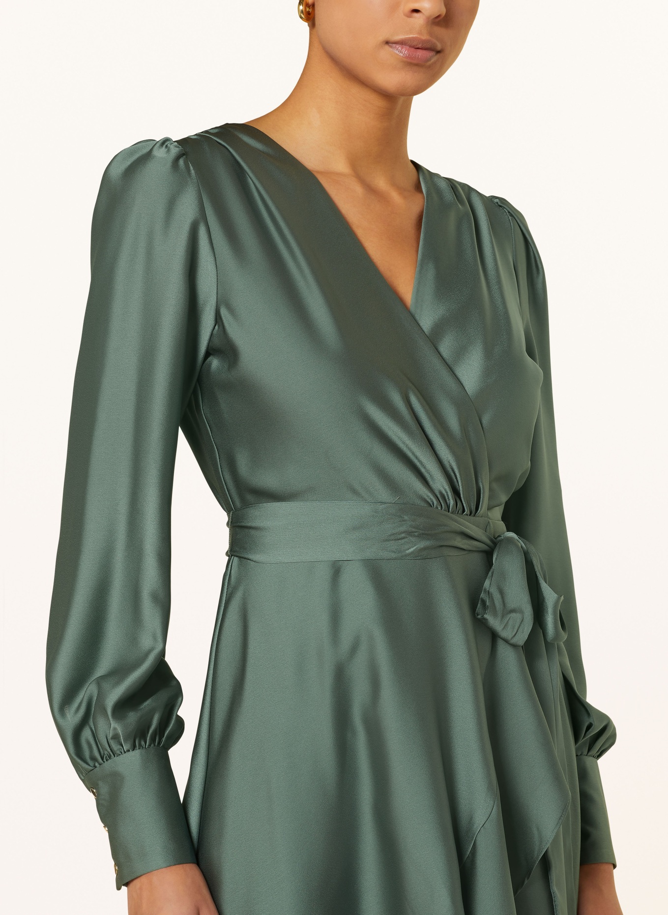 SWING Satin dress, Color: GREEN (Image 4)