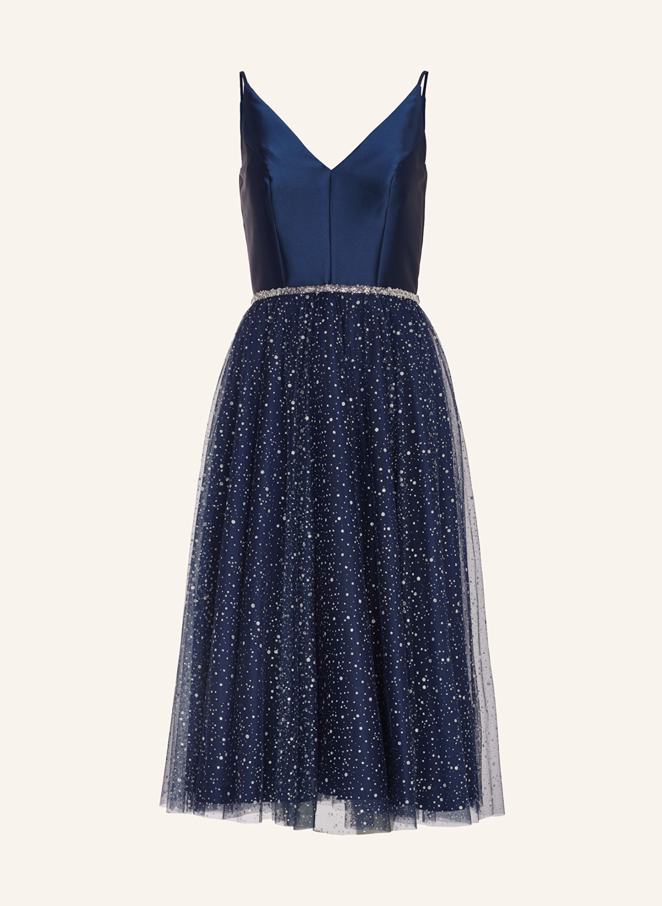 SWING Cocktail dress with glitter thread, Color: DARK BLUE/ SILVER (Image 1)