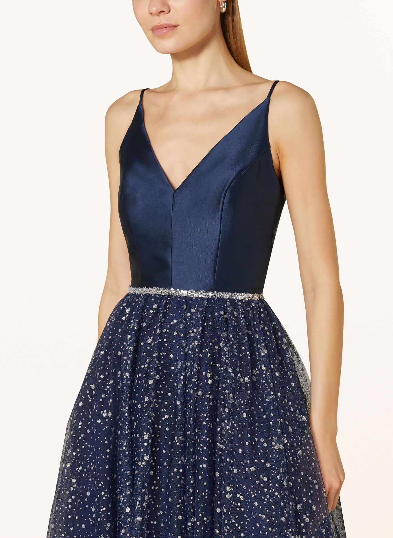 SWING Cocktail dress with glitter thread, Color: DARK BLUE/ SILVER (Image 4)
