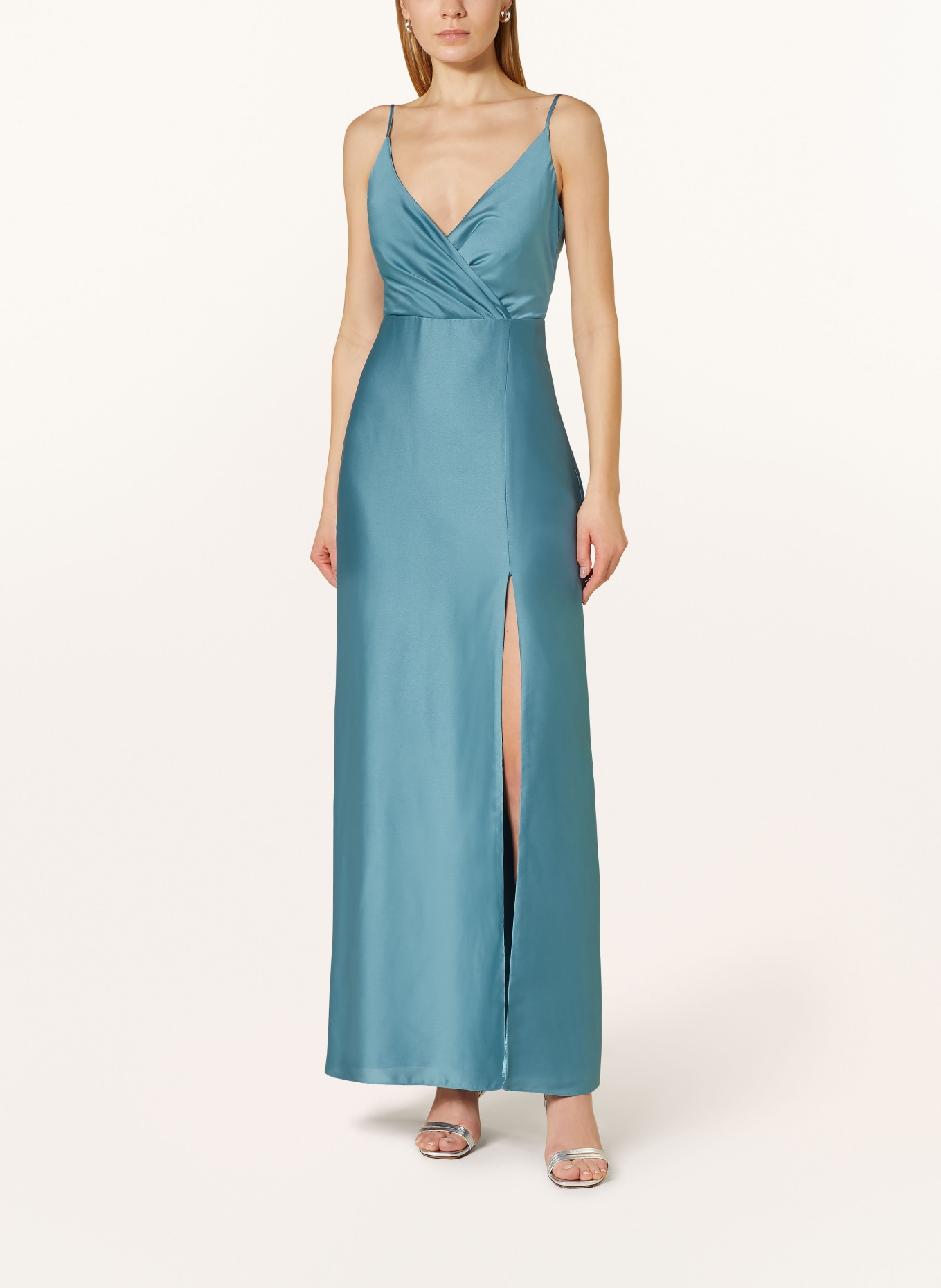 SWING Satin dress, Color: BLUE (Image 2)