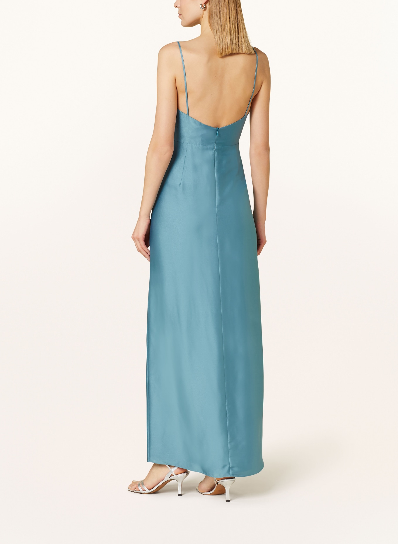 SWING Satin dress, Color: BLUE (Image 3)