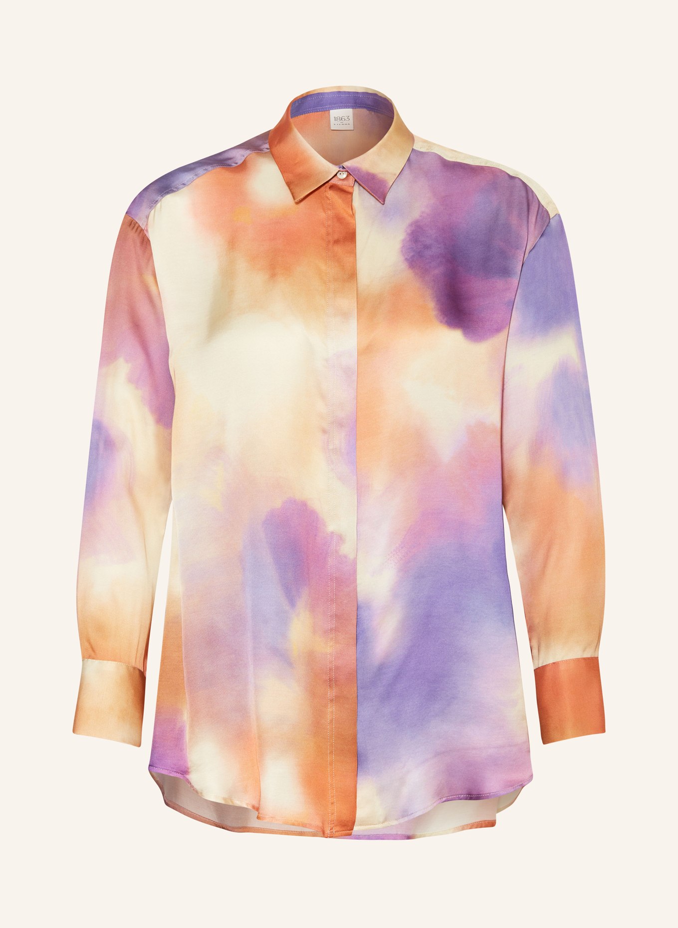 ETERNA 1863 Satin shirt blouse, Color: PURPLE/ LIGHT PURPLE/ DARK ORANGE (Image 1)