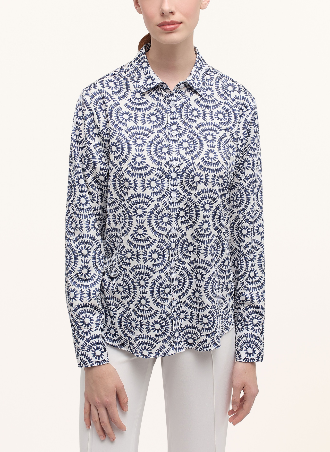 ETERNA Shirt blouse, Color: WHITE/ DARK BLUE (Image 2)