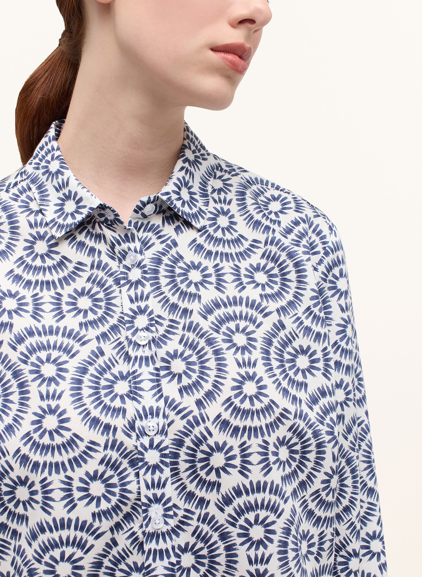 ETERNA Shirt blouse, Color: WHITE/ DARK BLUE (Image 4)