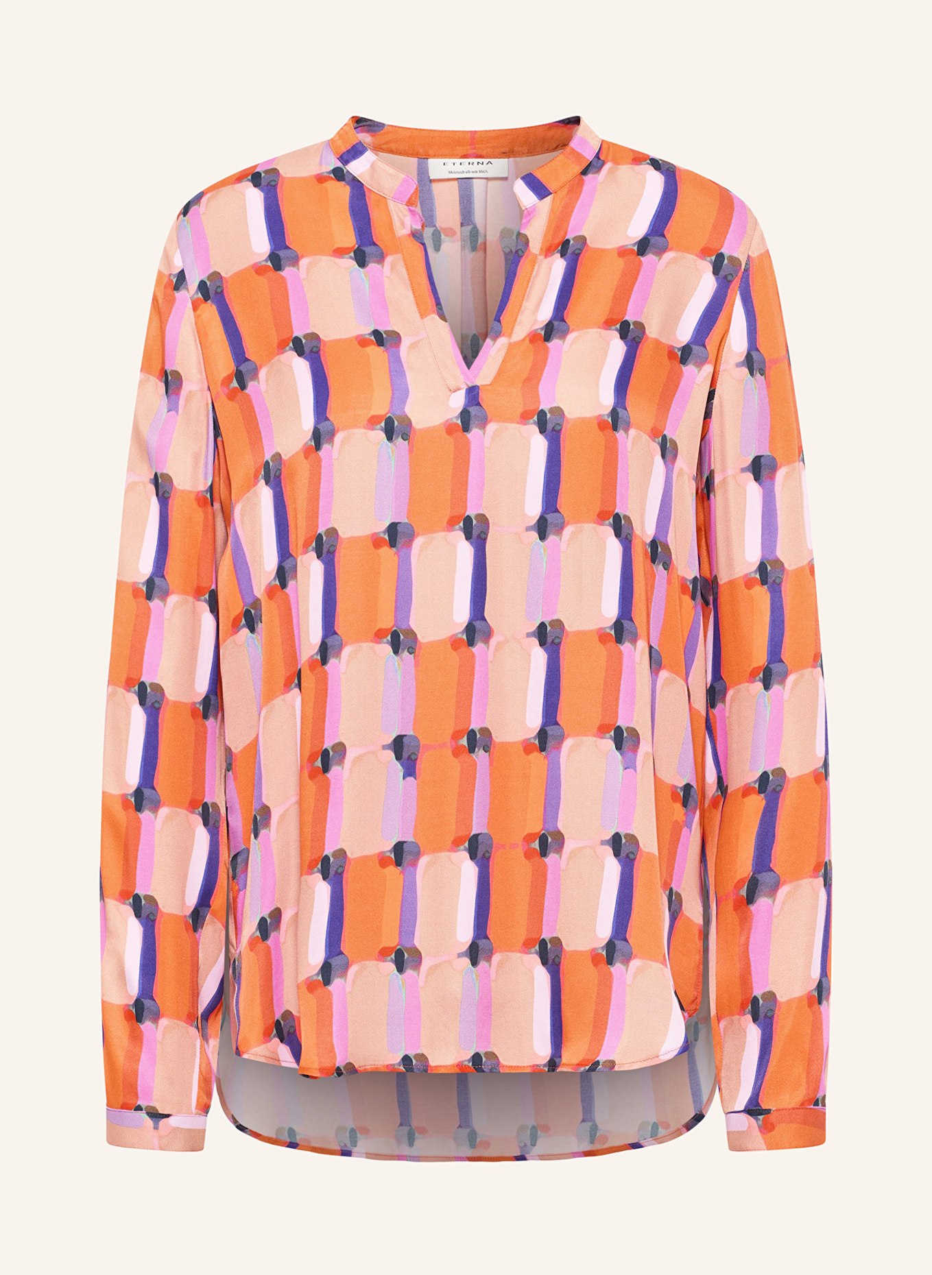 ETERNA Shirt blouse in satin, Color: ORANGE/ PURPLE/ BEIGE (Image 1)
