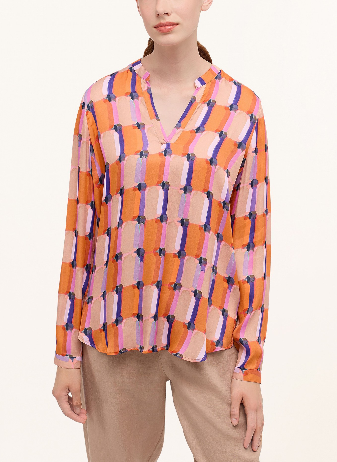 ETERNA Shirt blouse in satin, Color: ORANGE/ PURPLE/ BEIGE (Image 2)
