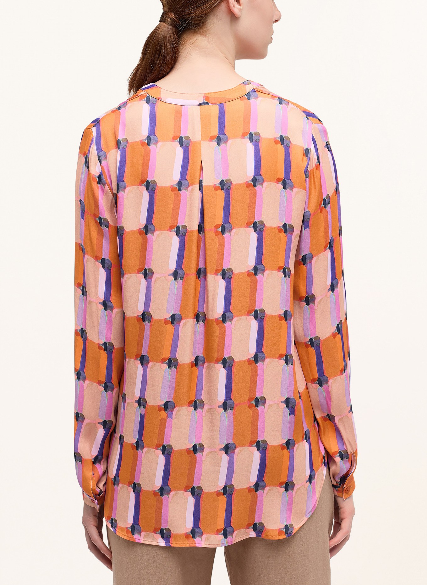 ETERNA Shirt blouse in satin, Color: ORANGE/ PURPLE/ BEIGE (Image 3)