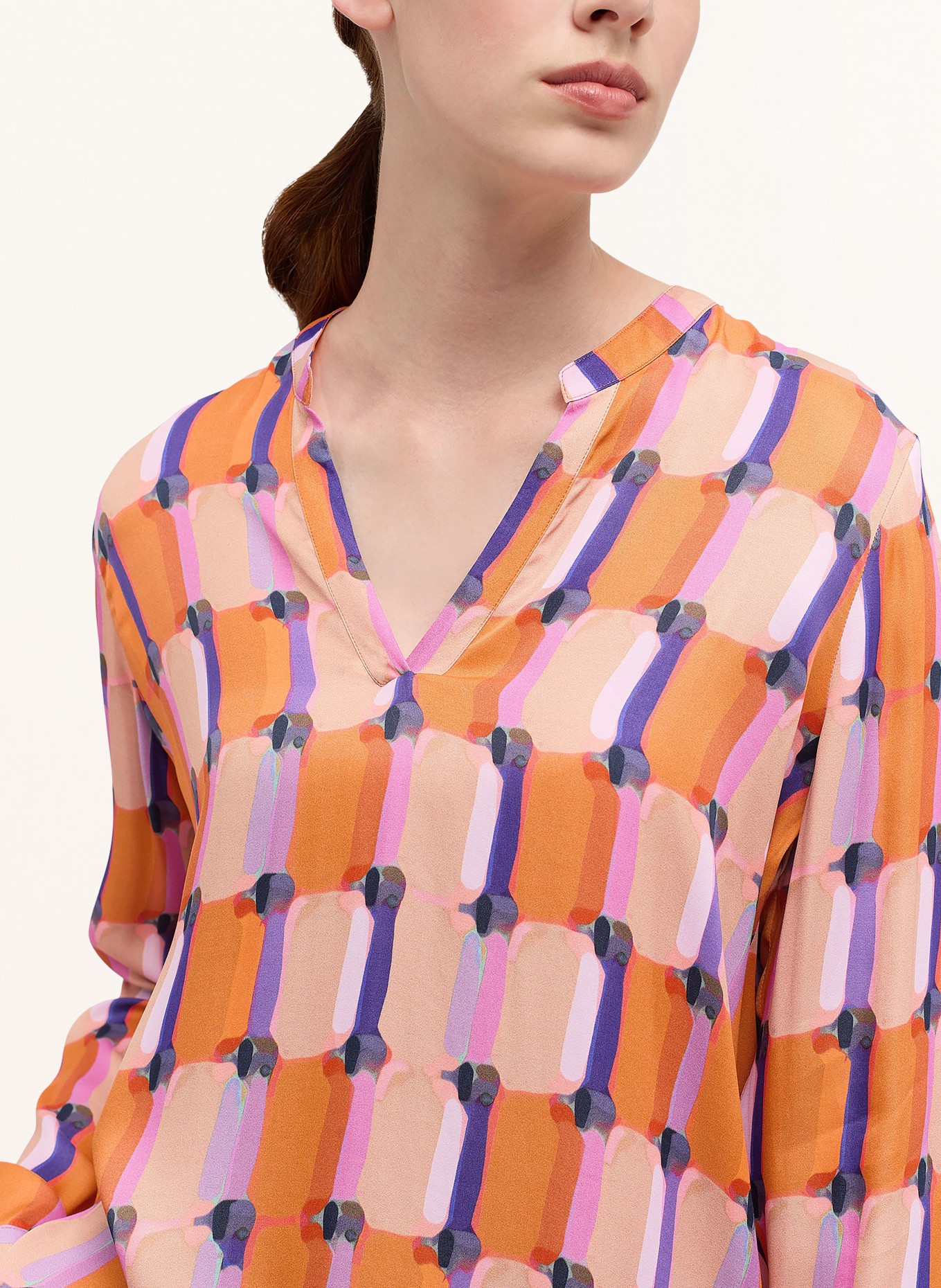 ETERNA Shirt blouse in satin, Color: ORANGE/ PURPLE/ BEIGE (Image 4)