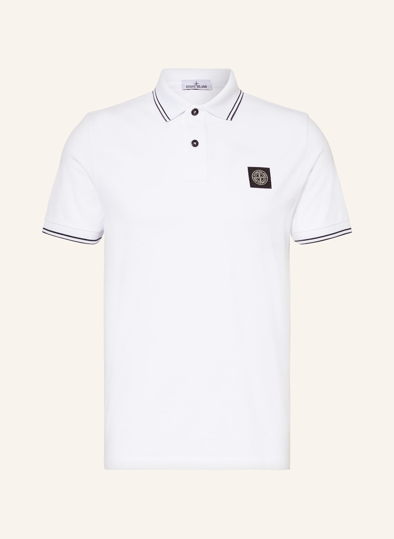 STONE ISLAND Piqué-Poloshirt Slim Fit, Farbe: WEISS (Bild 1)
