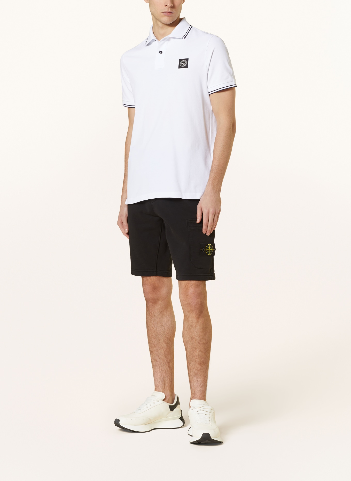 STONE ISLAND Piqué-Poloshirt Slim Fit, Farbe: WEISS (Bild 2)