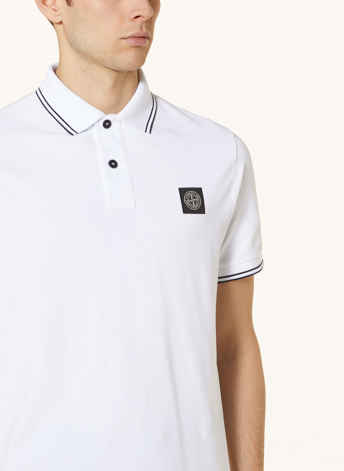 STONE ISLAND Piqué polo shirt slim fit, Color: WHITE (Image 4)