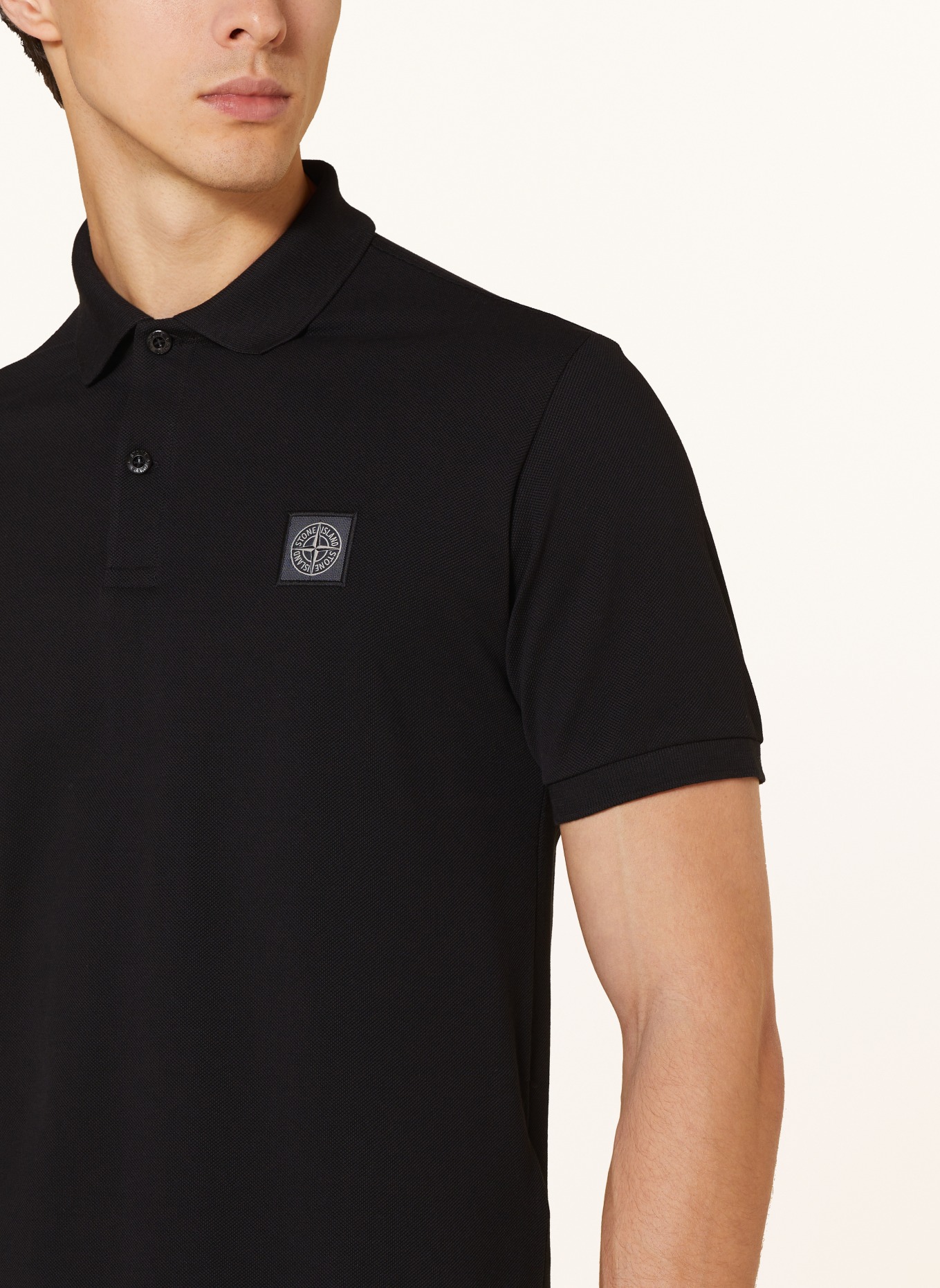 STONE ISLAND Piqué polo shirt regular fit, Color: BLACK (Image 4)