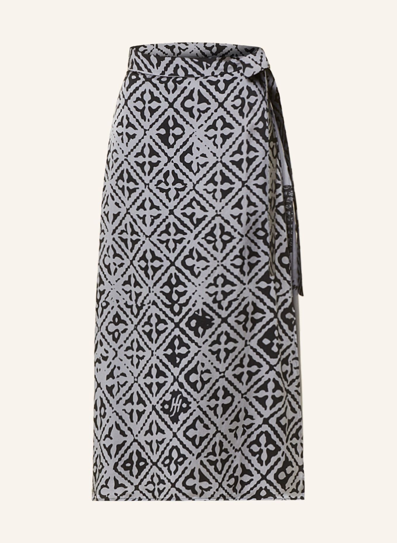 friendly hunting Silk skirt in wrap look, Color: GRAY/ BLACK (Image 1)