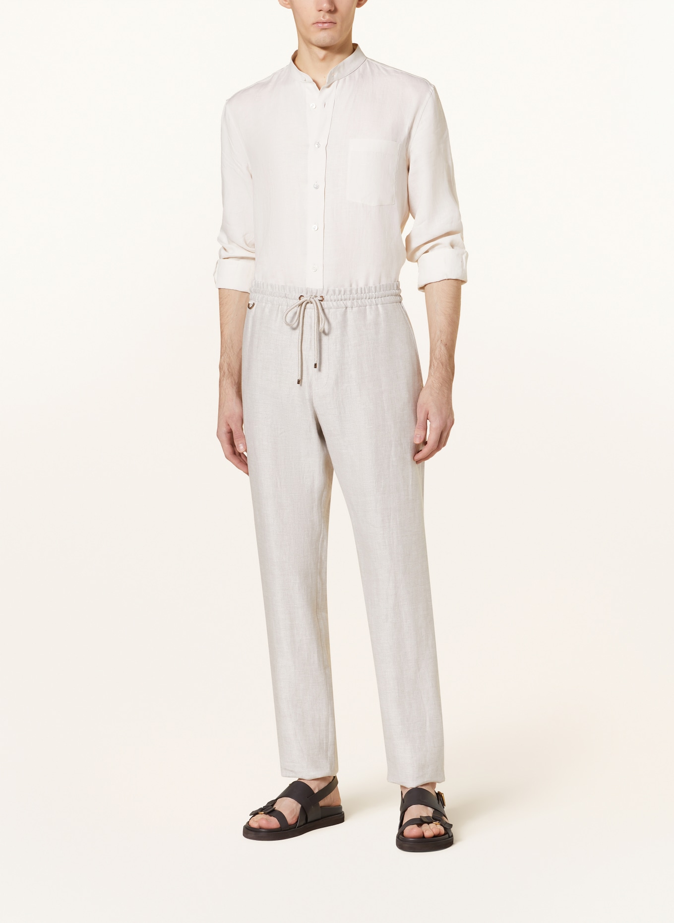 AGNONA Linen shirt regular fit with stand-up collar, Color: CREAM (Image 2)