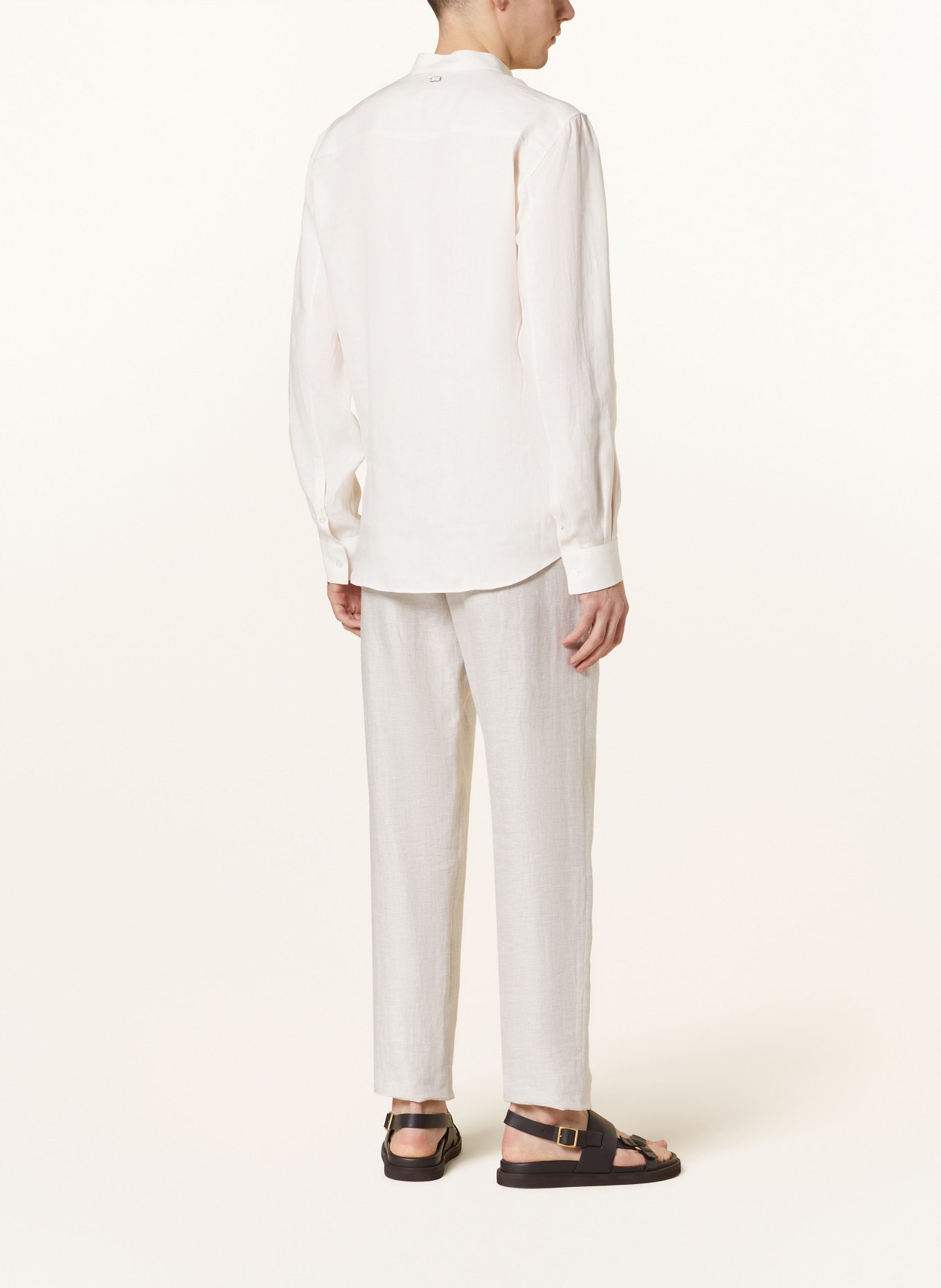 AGNONA Linen shirt regular fit with stand-up collar, Color: CREAM (Image 3)