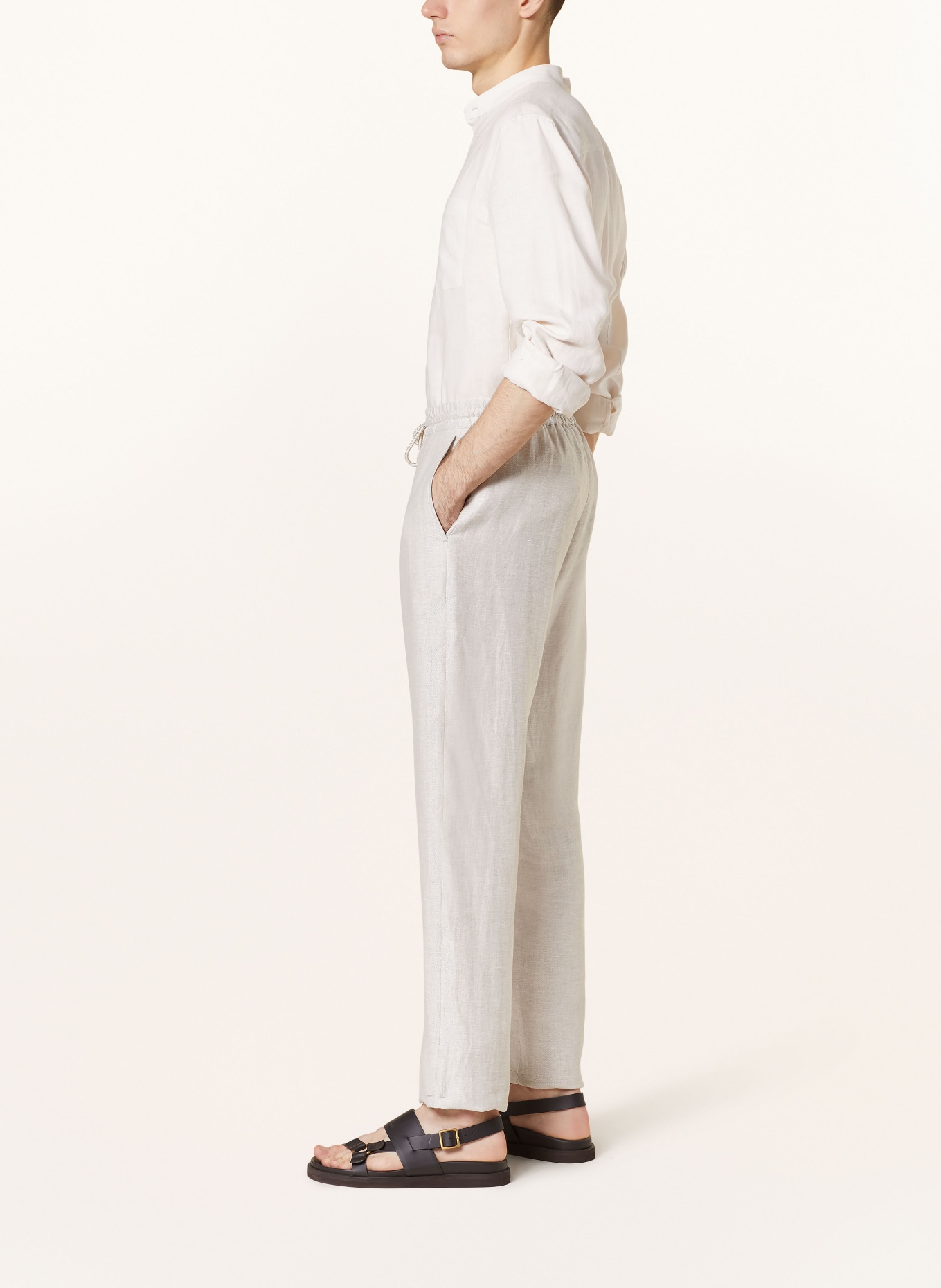 AGNONA Linen pants in jogger style slim fit, Color: BEIGE (Image 4)