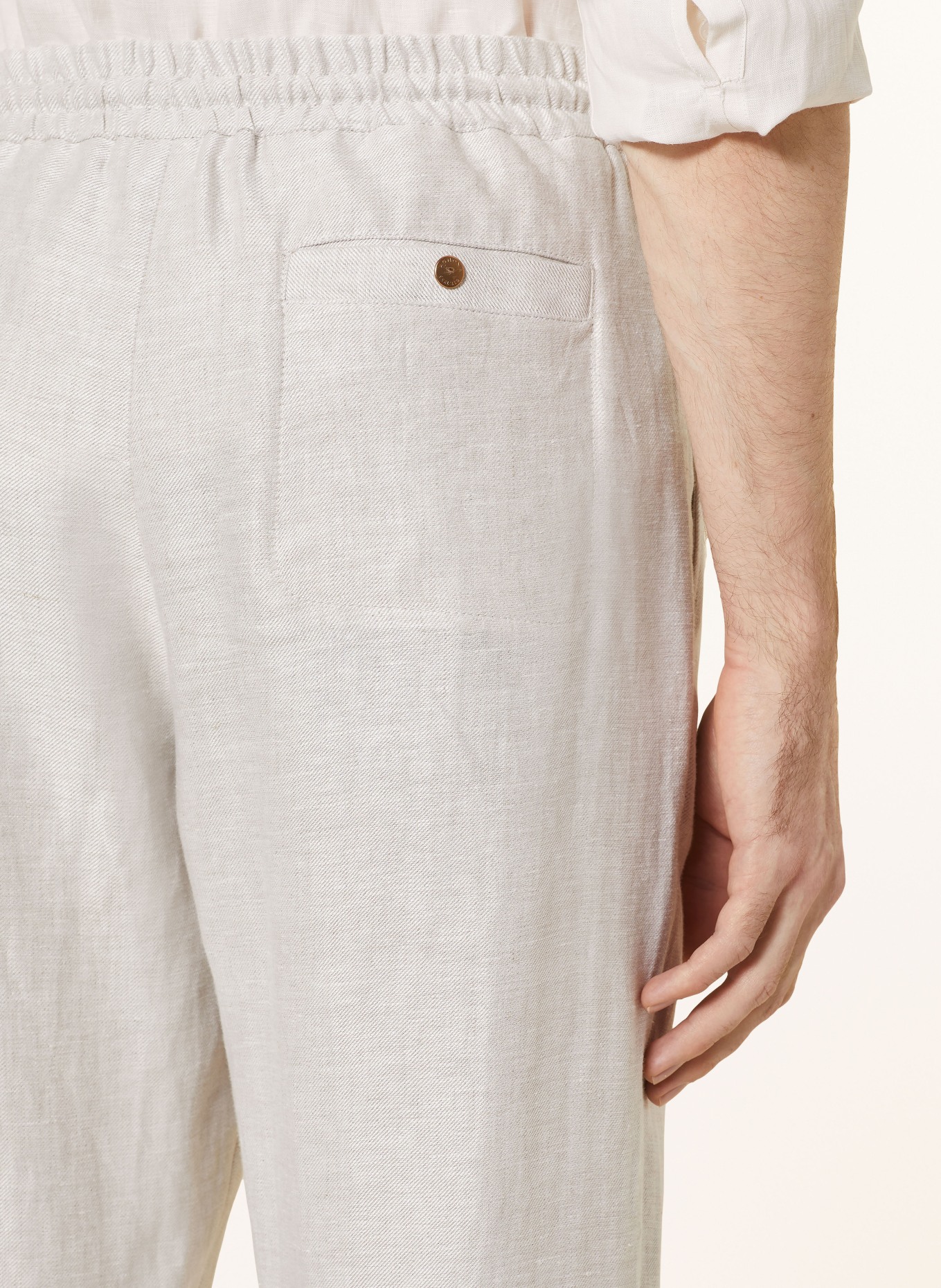 AGNONA Spodnie z lnu w stylu dresowym slim fit, Kolor: BEŻOWY (Obrazek 5)