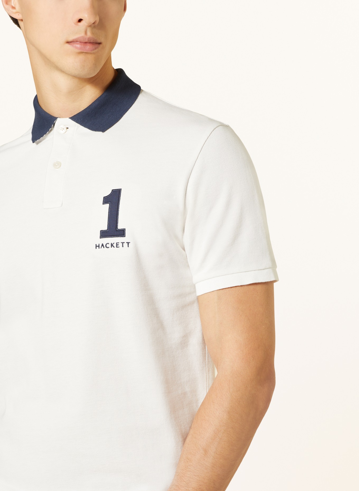 HACKETT LONDON Piqué polo shirt, Color: WHITE/ DARK BLUE (Image 4)