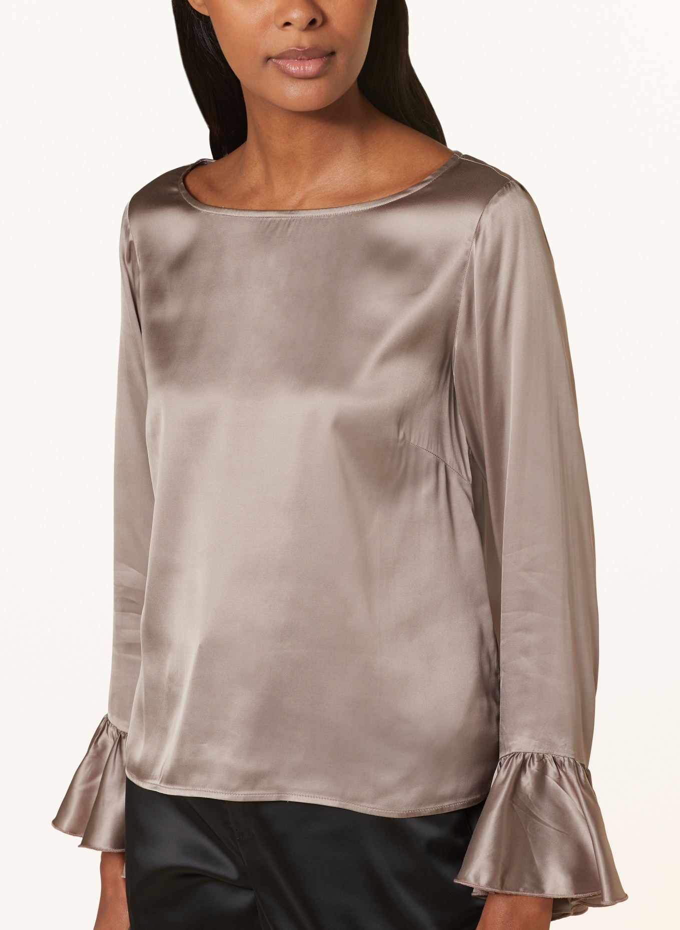 monari Shirt blouse in satin with frills, Color: TAUPE (Image 4)