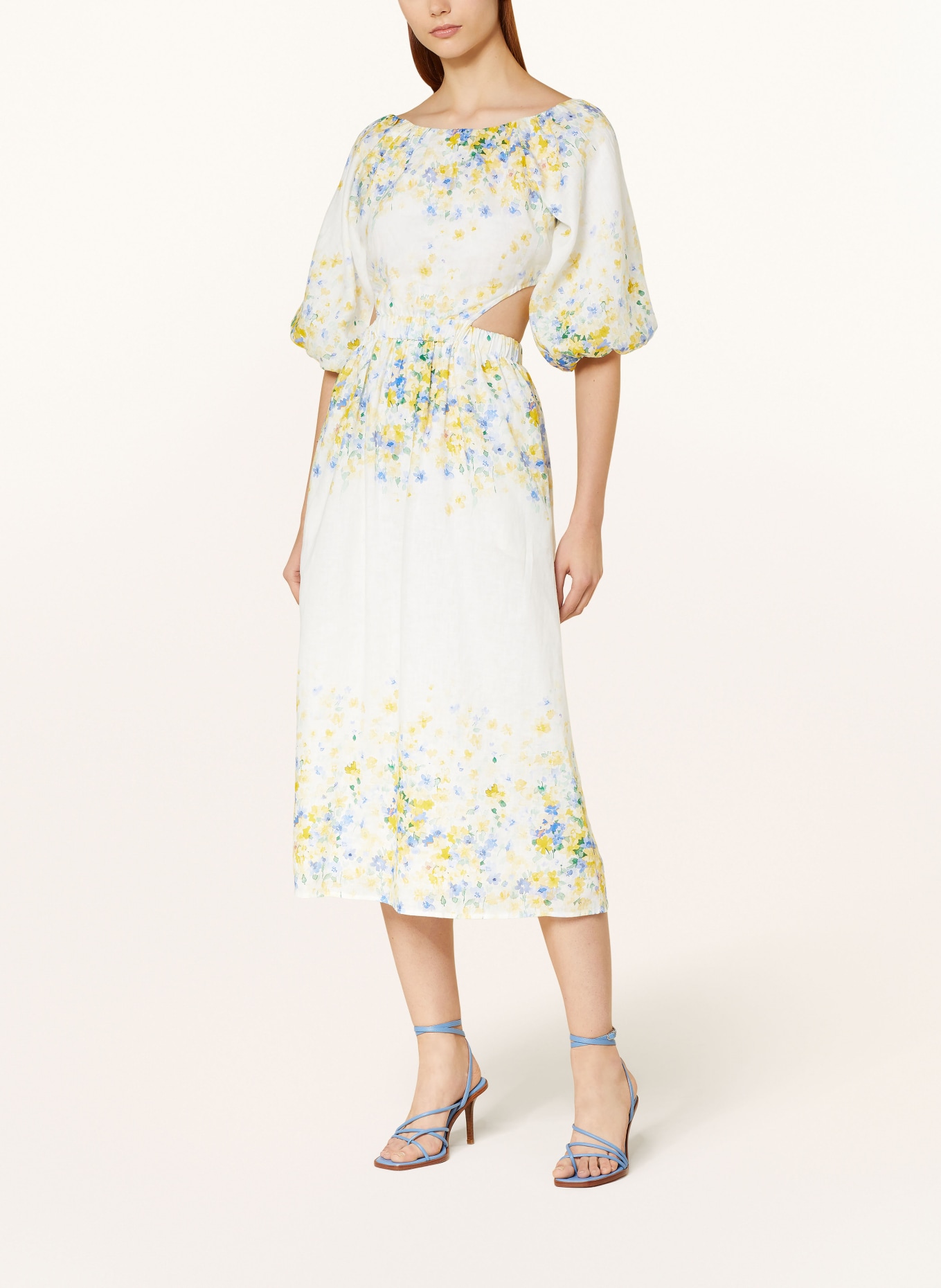 MRS & HUGS Linen dress with cut-out, Color: WHITE/ YELLOW/ BLUE (Image 2)