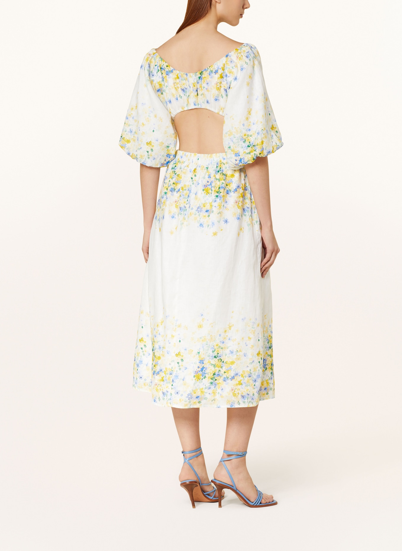 MRS & HUGS Linen dress with cut-out, Color: WHITE/ YELLOW/ BLUE (Image 3)