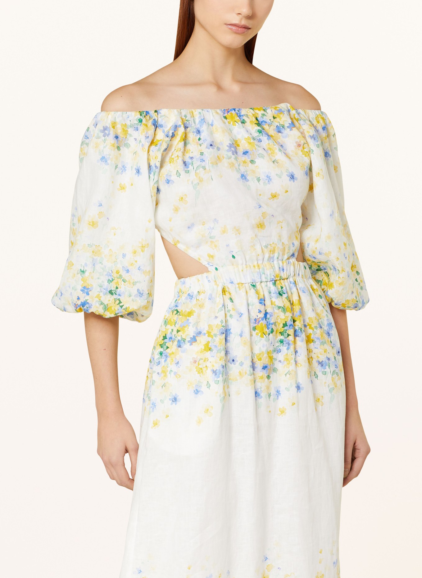 MRS & HUGS Linen dress with cut-out, Color: WHITE/ YELLOW/ BLUE (Image 4)