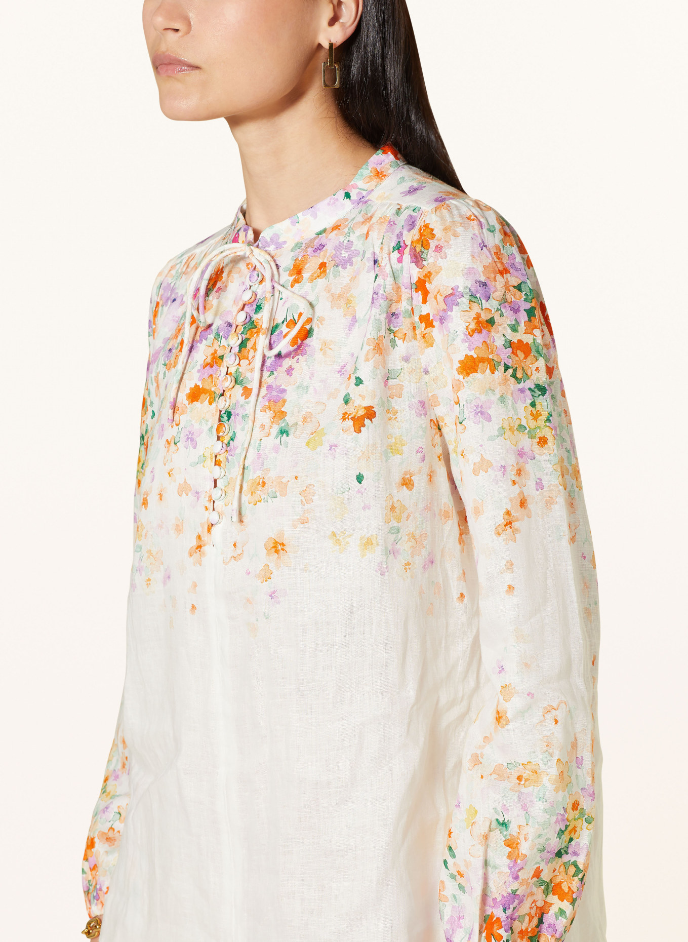 MRS & HUGS Linen blouse, Color: CREAM/ PURPLE/ ORANGE (Image 4)
