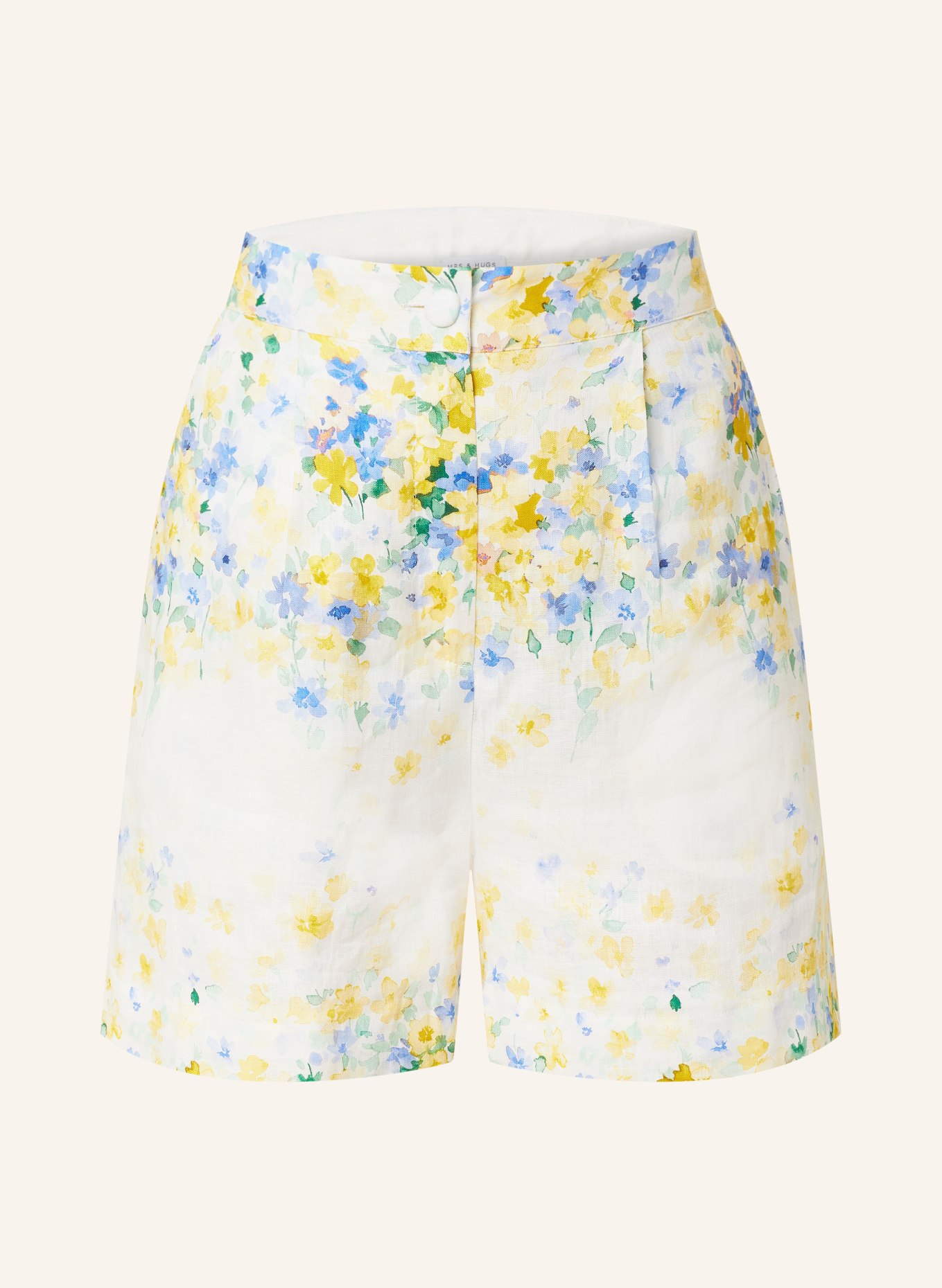 MRS & HUGS Linen shorts, Color: CREAM/ YELLOW/ BLUE (Image 1)