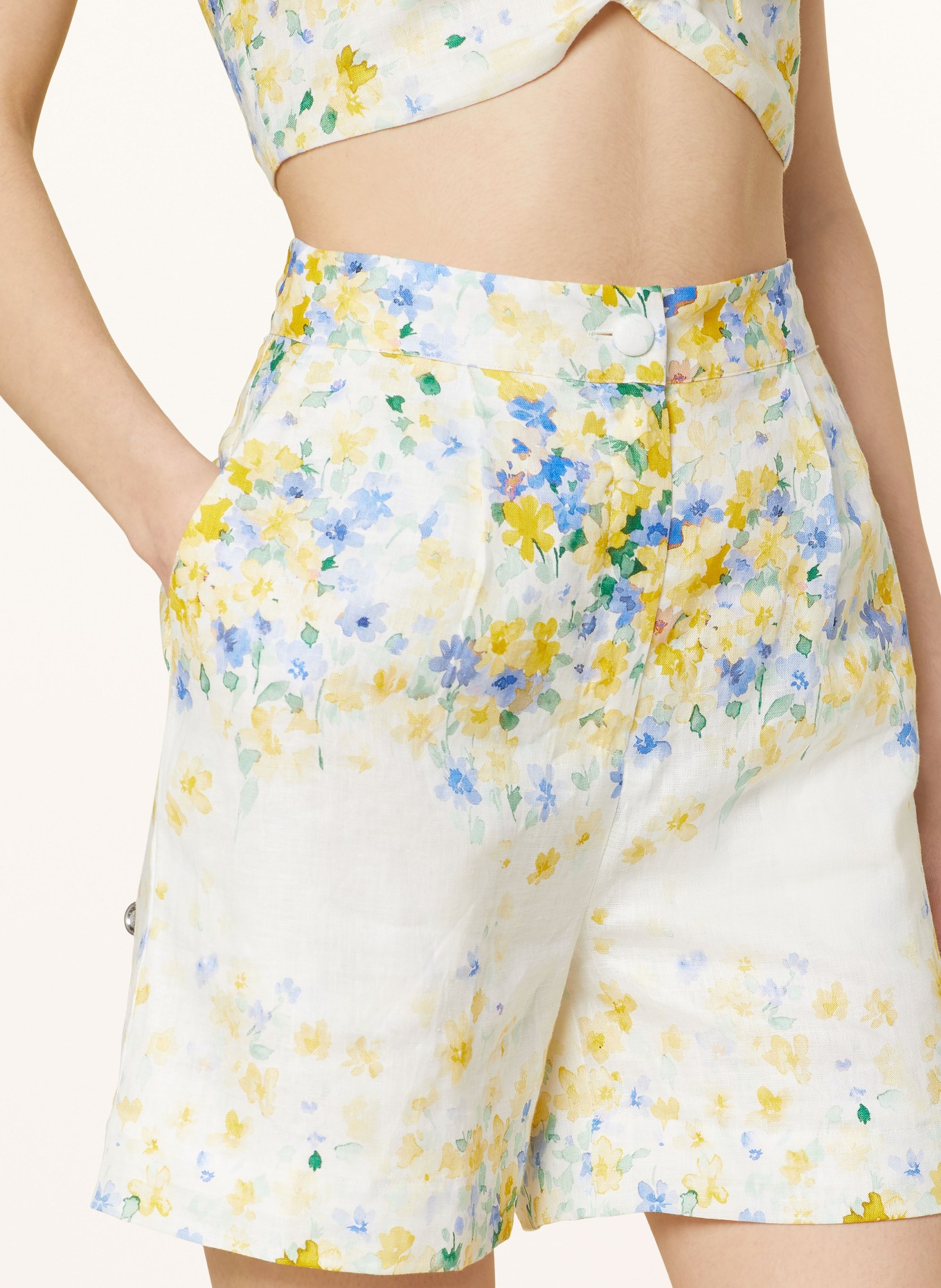 MRS & HUGS Linen shorts, Color: CREAM/ YELLOW/ BLUE (Image 5)