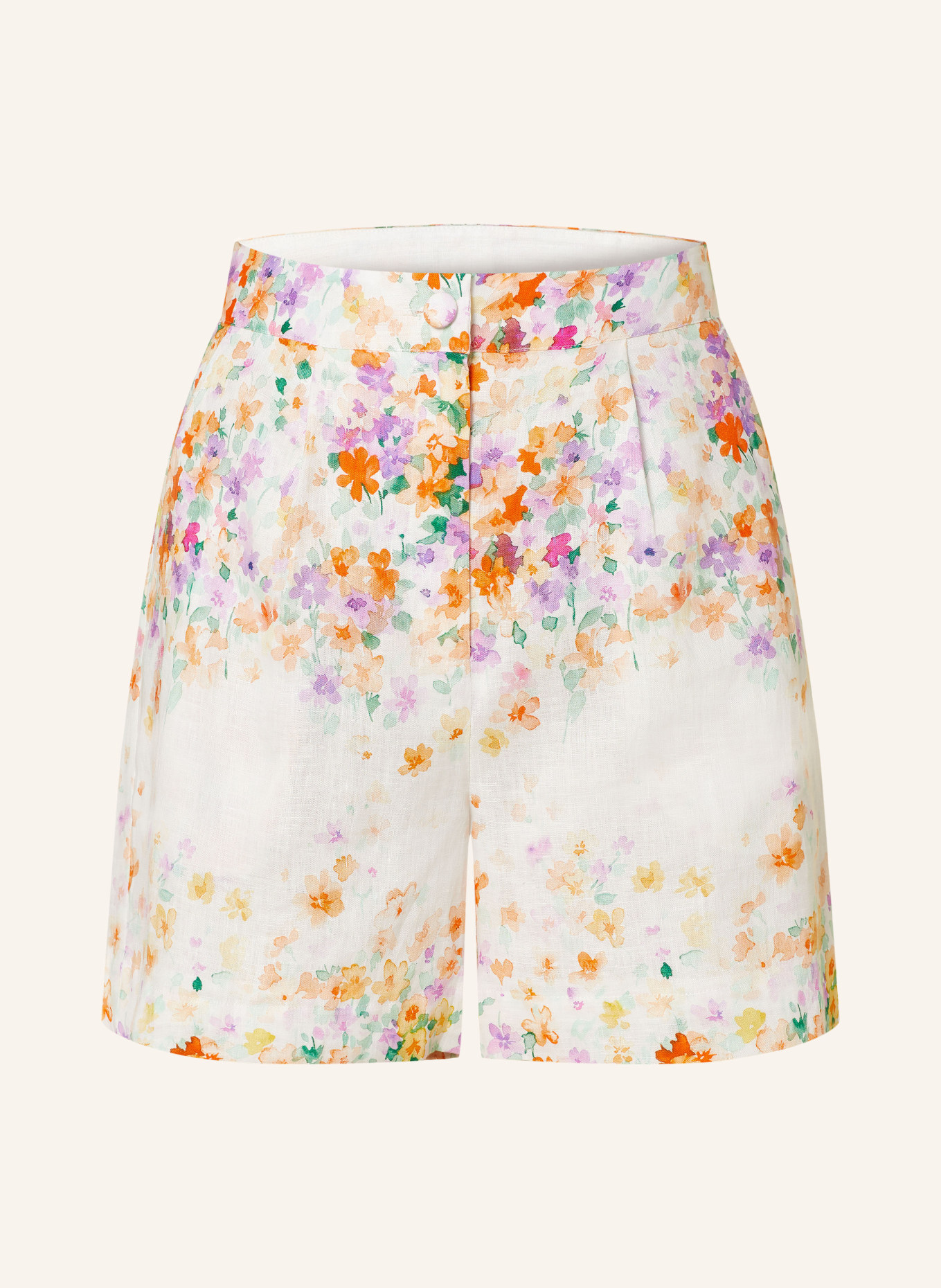 MRS & HUGS Linen shorts, Color: WHITE/ PURPLE/ ORANGE (Image 1)