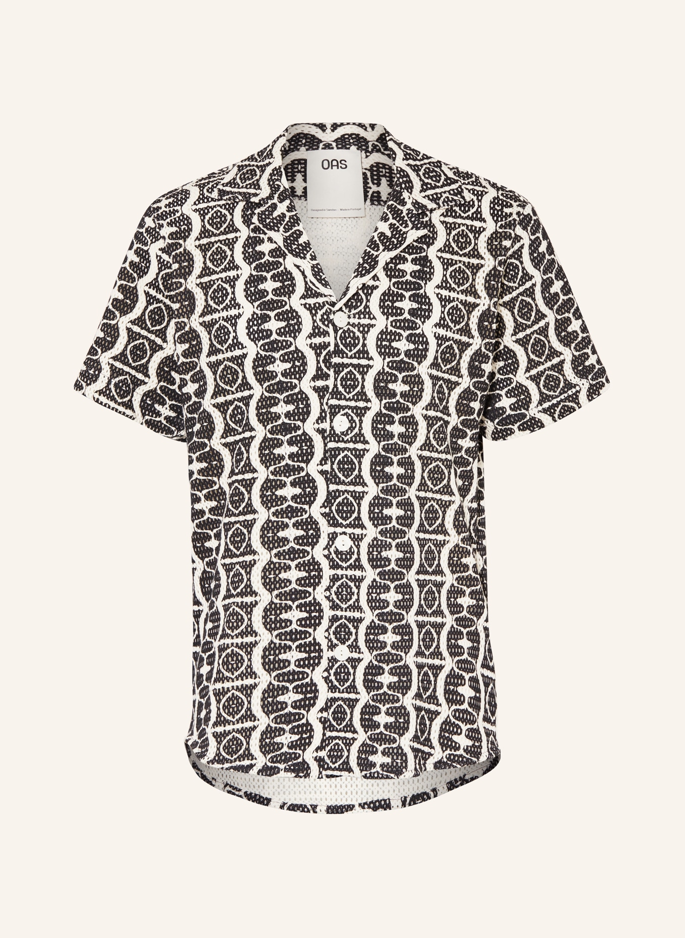 OAS Short sleeve shirt HYPNOTISE regular fit, Color: BLACK/ ECRU (Image 1)