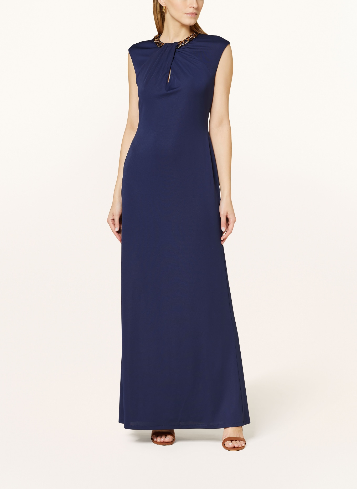 LAUREN RALPH LAUREN Dress TASHCILLE with linen and cut-out, Color: DARK BLUE (Image 2)