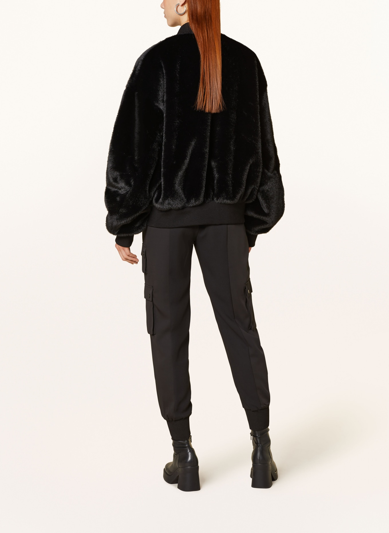 MEOTINE Faux fur bomber jacket BIANCA, Color: BLACK (Image 3)