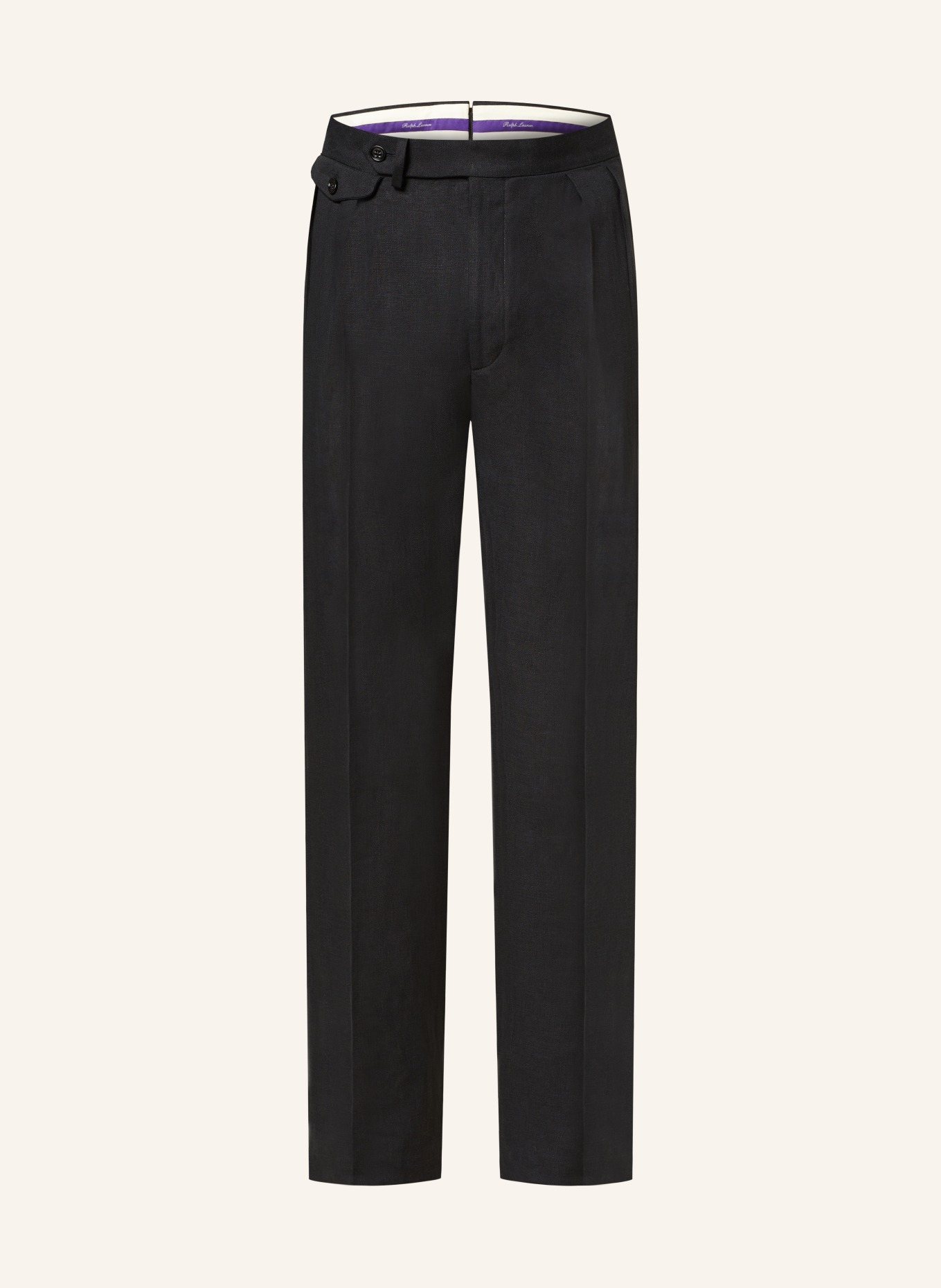 RALPH LAUREN PURPLE LABEL Linen trousers, Color: BLACK (Image 1)