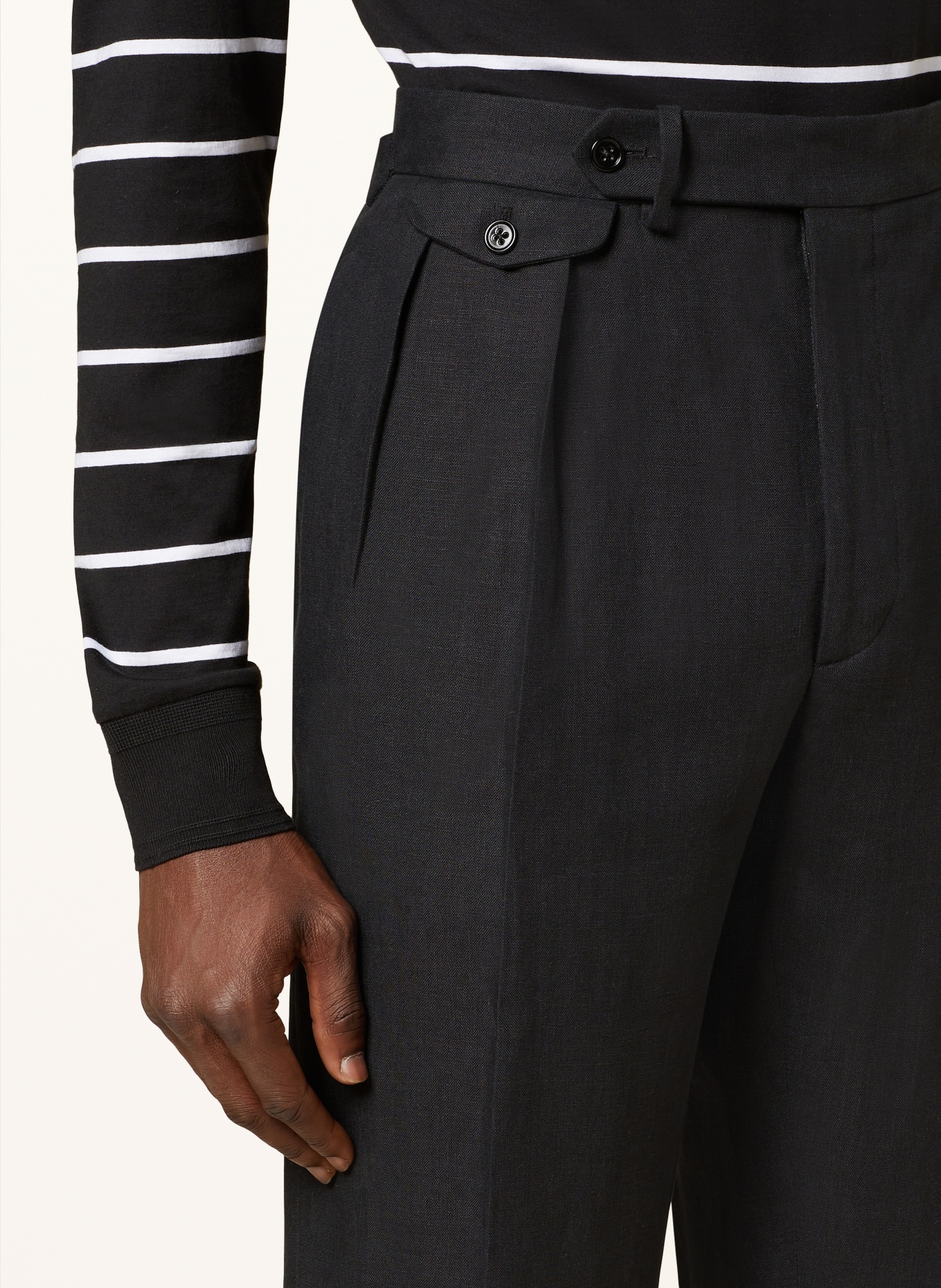 RALPH LAUREN PURPLE LABEL Linen trousers, Color: BLACK (Image 5)