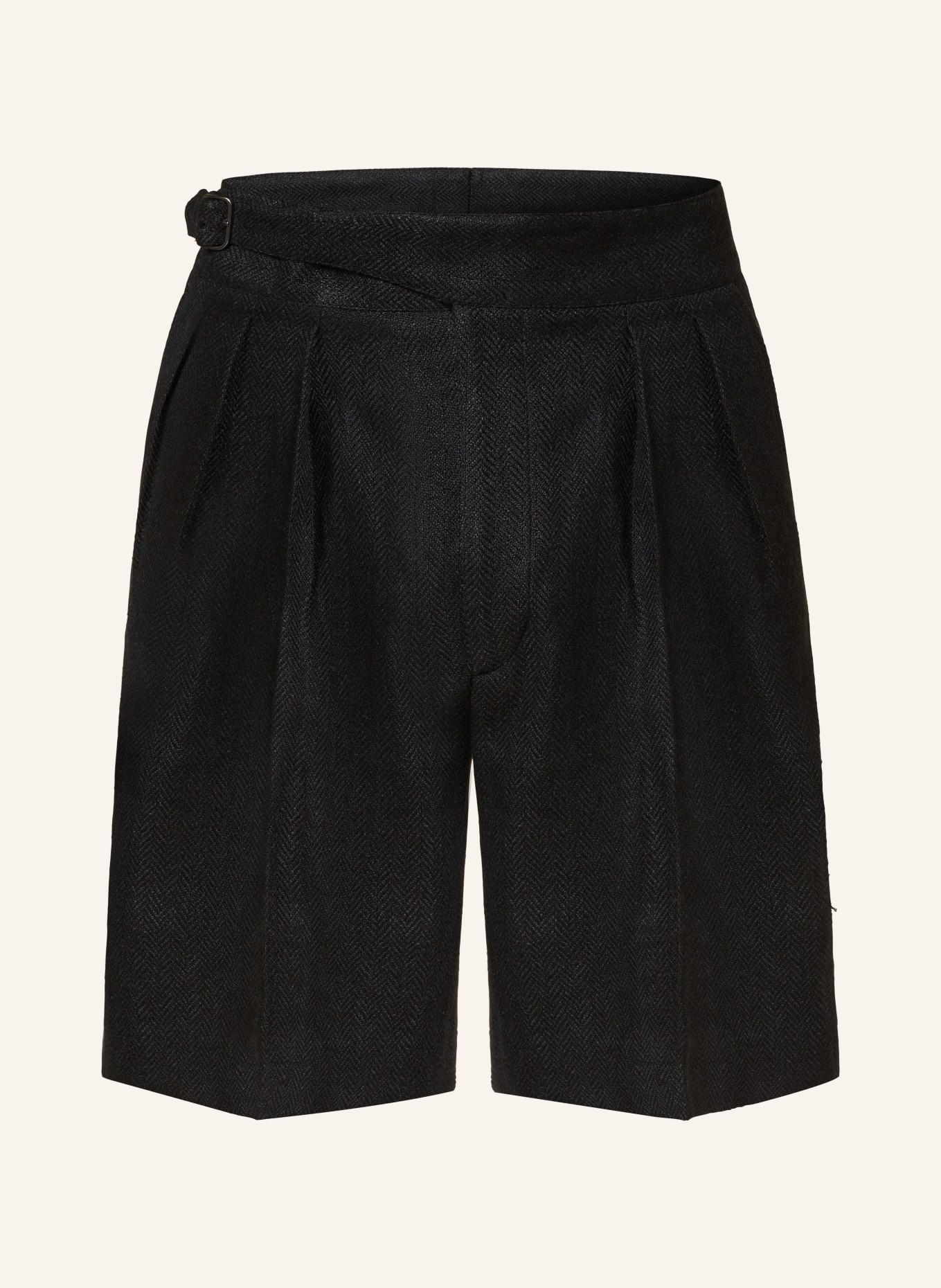 RALPH LAUREN PURPLE LABEL Linen shorts, Color: BLACK (Image 1)