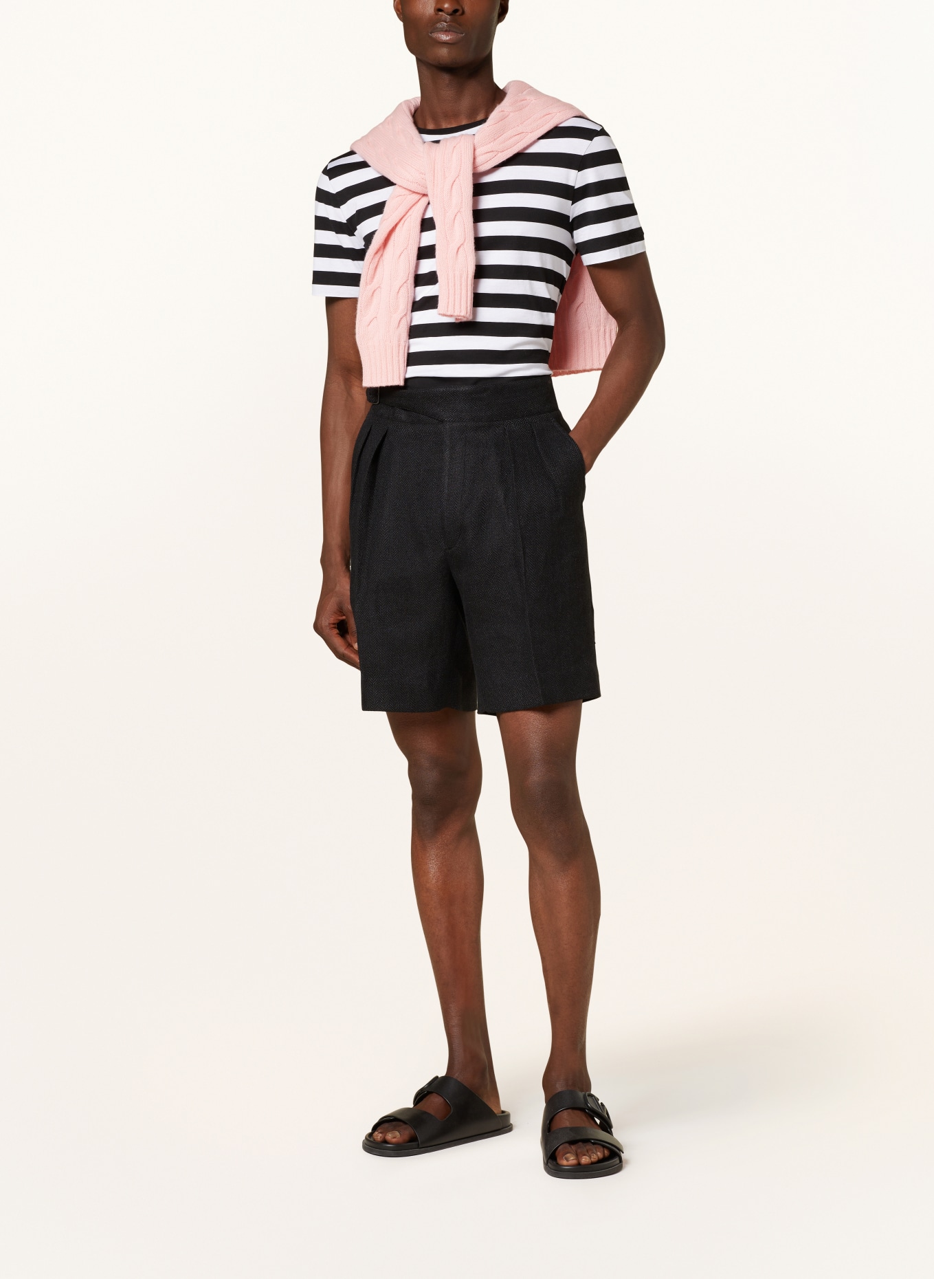 RALPH LAUREN PURPLE LABEL Linen shorts, Color: BLACK (Image 2)