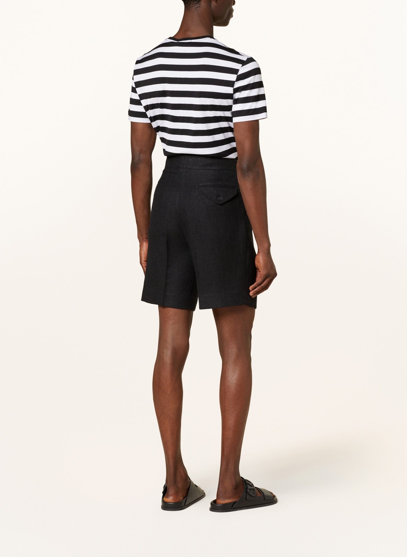 RALPH LAUREN PURPLE LABEL Linen shorts, Color: BLACK (Image 3)