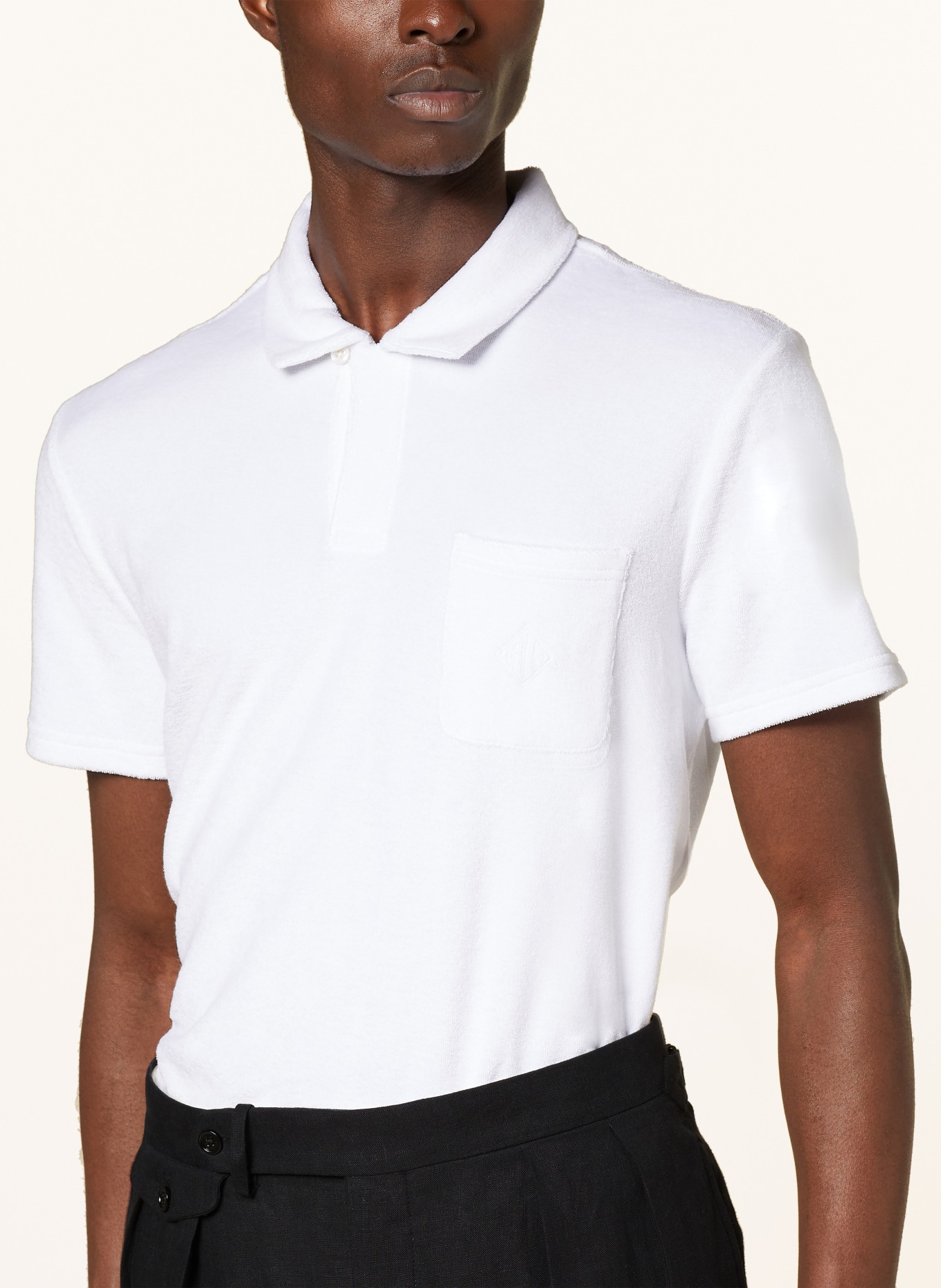 RALPH LAUREN PURPLE LABEL Terry cloth polo shirt, Color: WHITE (Image 4)