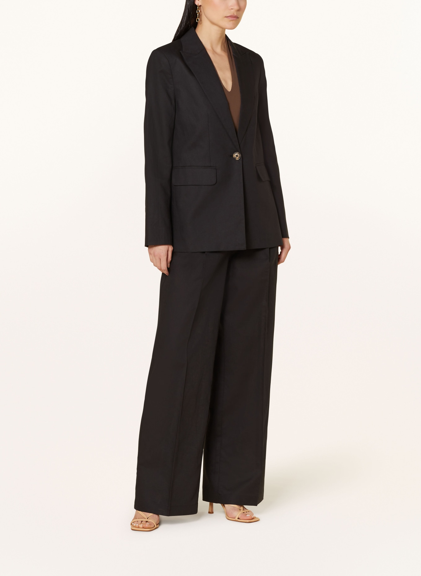 MRS & HUGS Blazer with linen, Color: BLACK (Image 2)