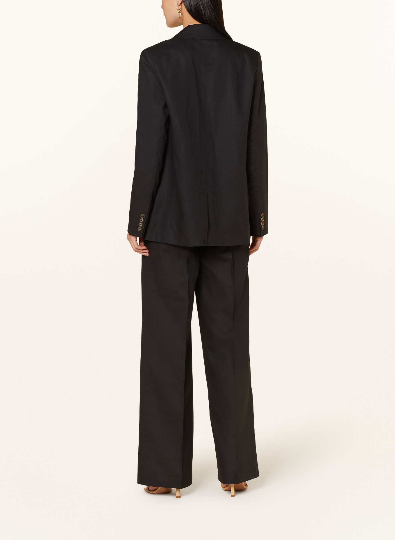 MRS & HUGS Blazer with linen, Color: BLACK (Image 3)