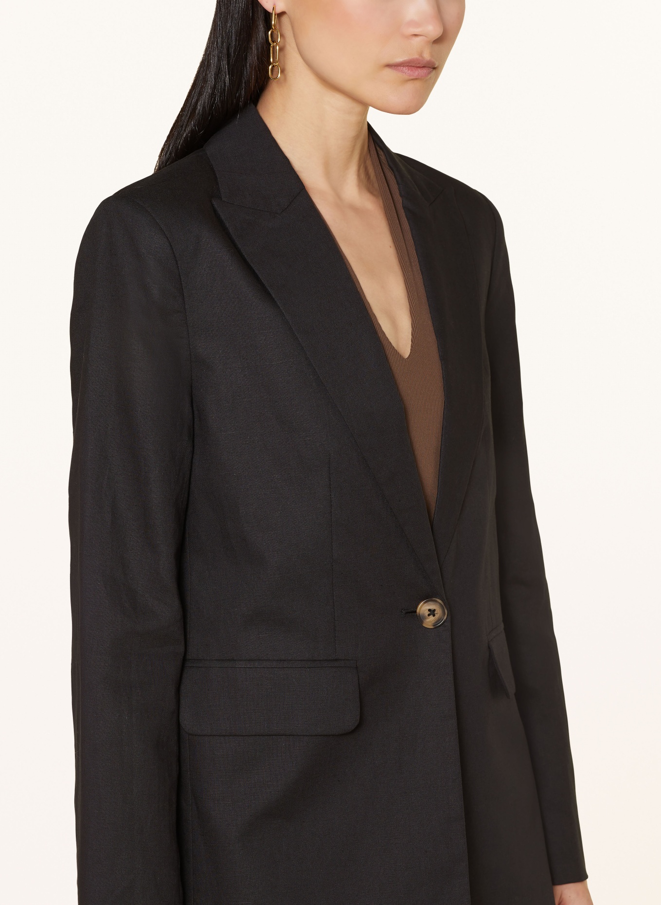 MRS & HUGS Blazer with linen, Color: BLACK (Image 4)