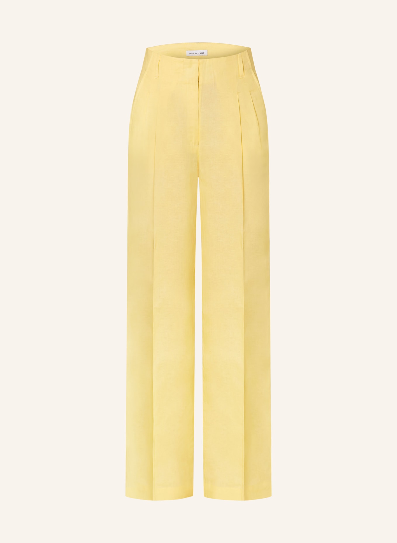 MRS & HUGS Wide leg trousers with linen, Color: YELLOW (Image 1)