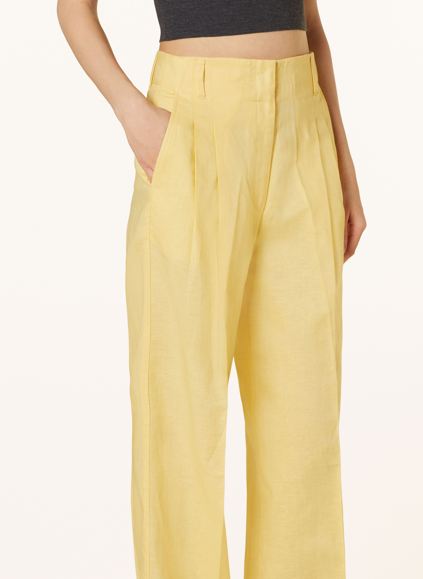 MRS & HUGS Wide leg trousers with linen, Color: YELLOW (Image 5)